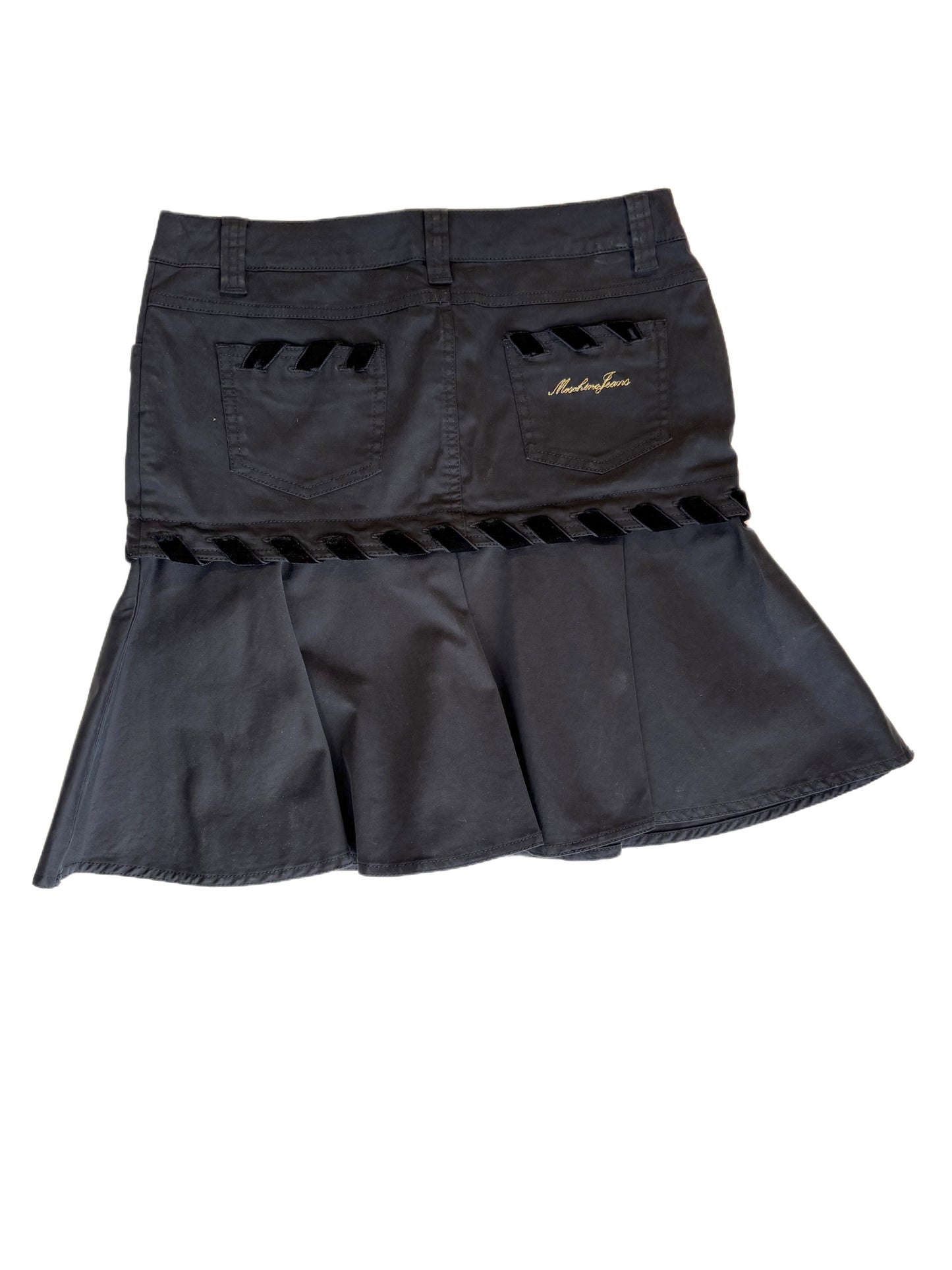 Moschino Black Ruffle Midi Skirt