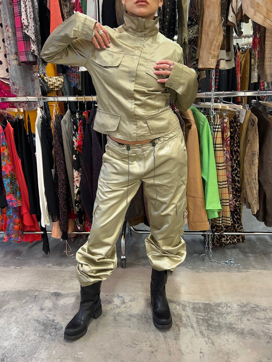 Early 2000s Shiny Utility Two-Piece Set