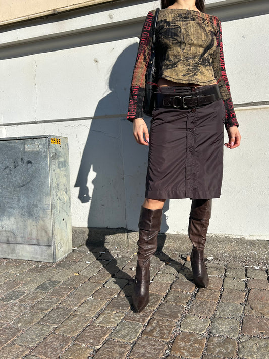 PRADA midi nylon skirt