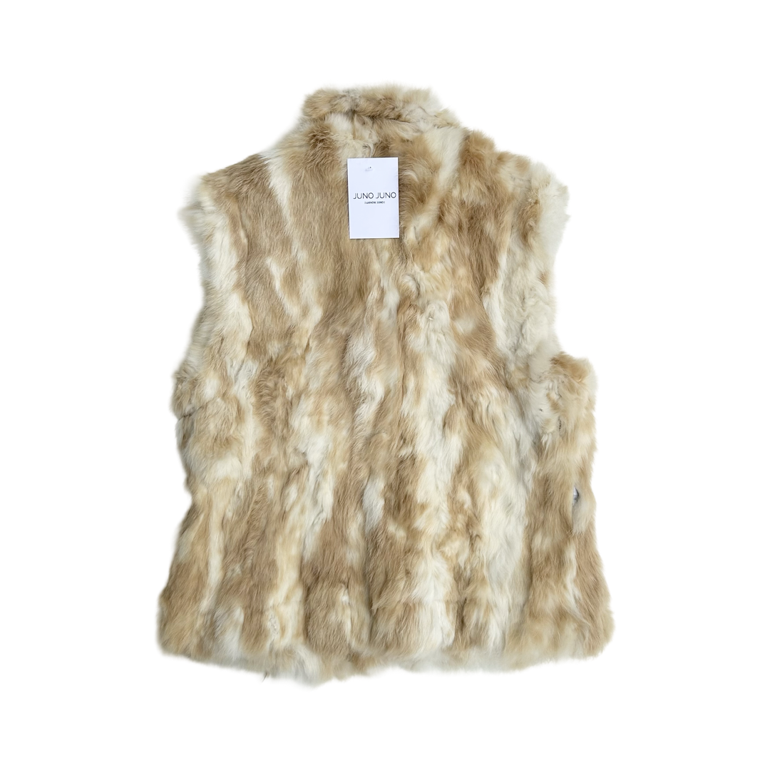 Reversible peach fur suede vest