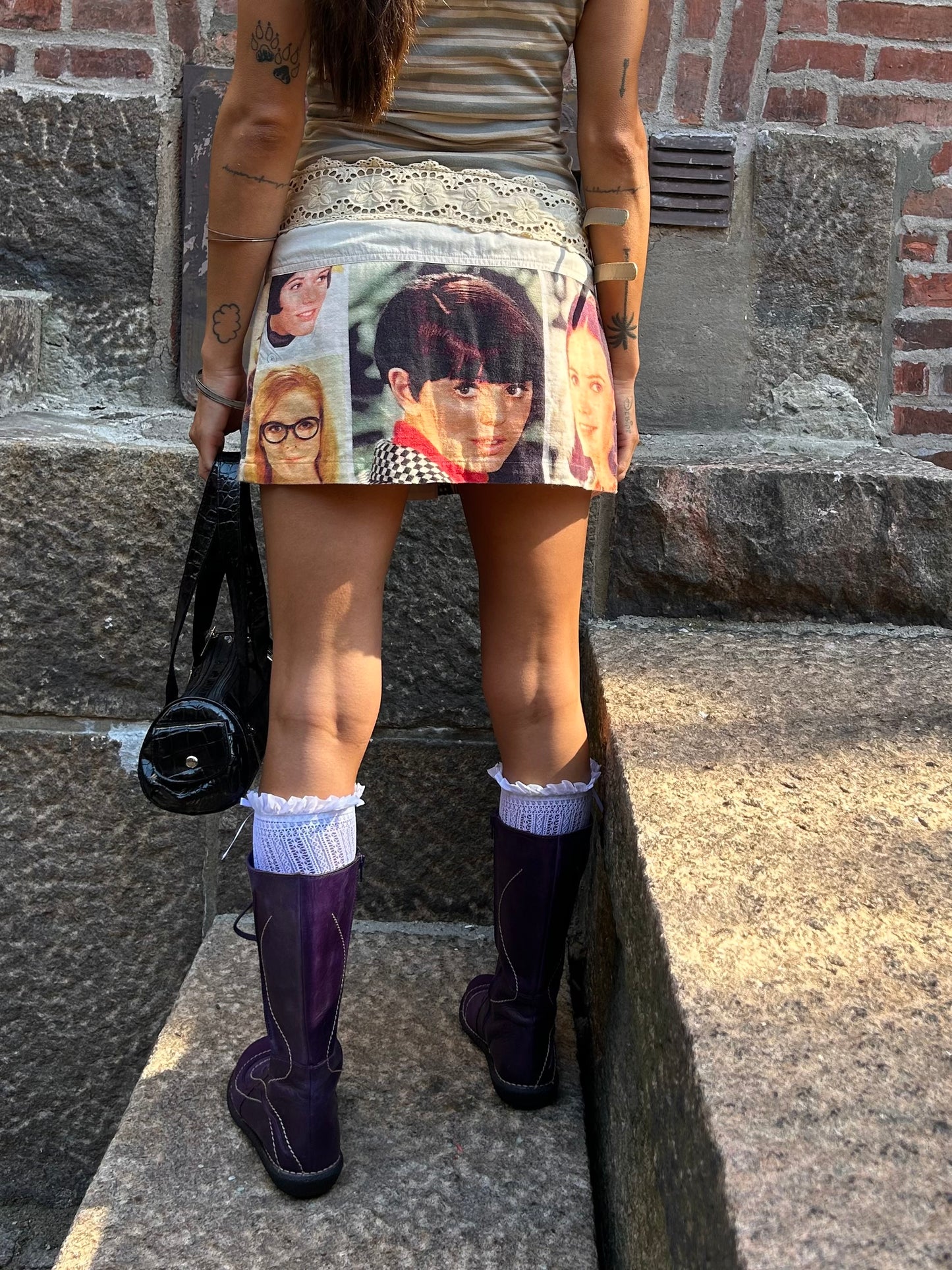 CUSTO barcelona face print mini dress
