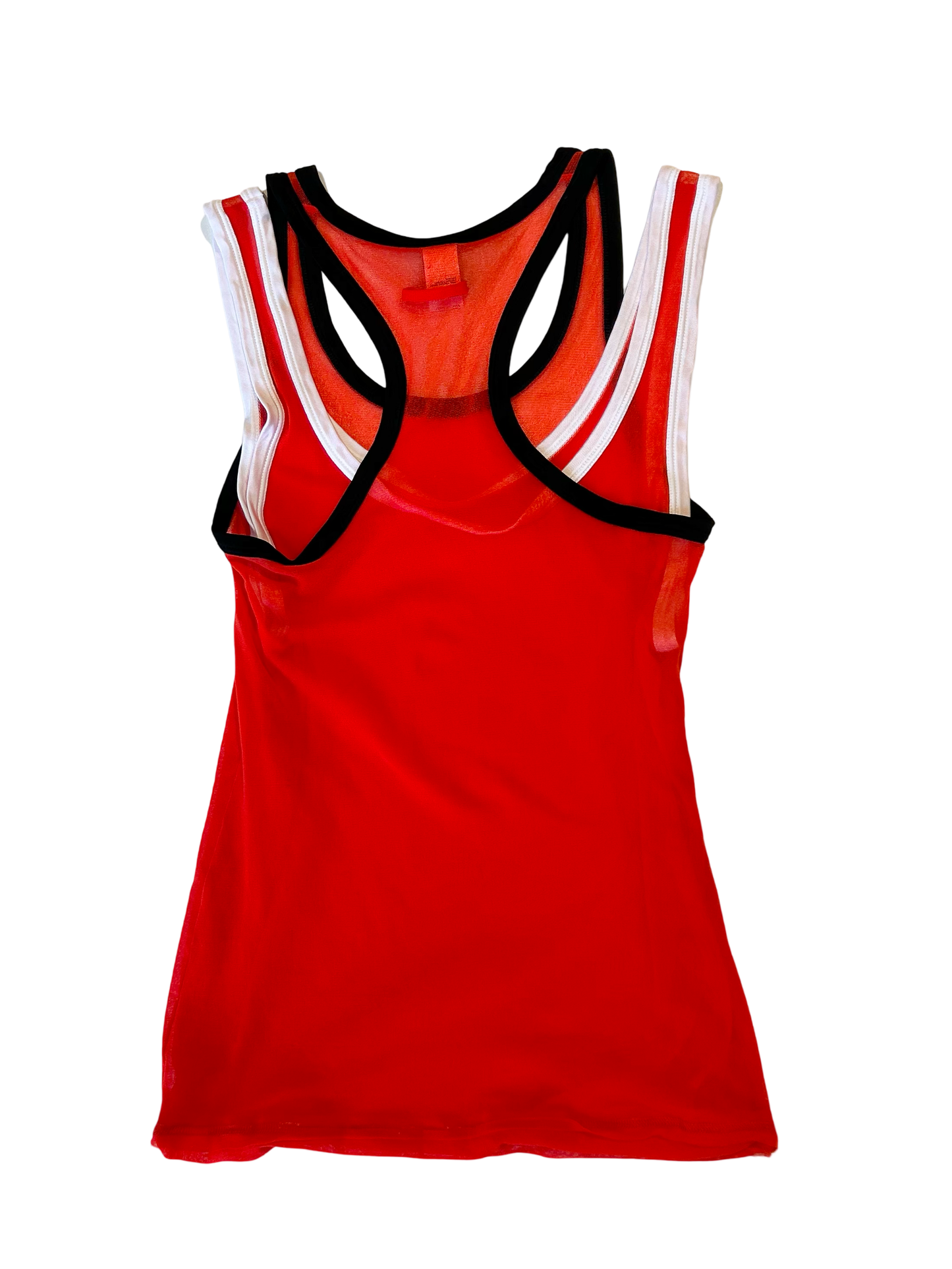 Jean Paul Gaultier hot red double layered mesh top