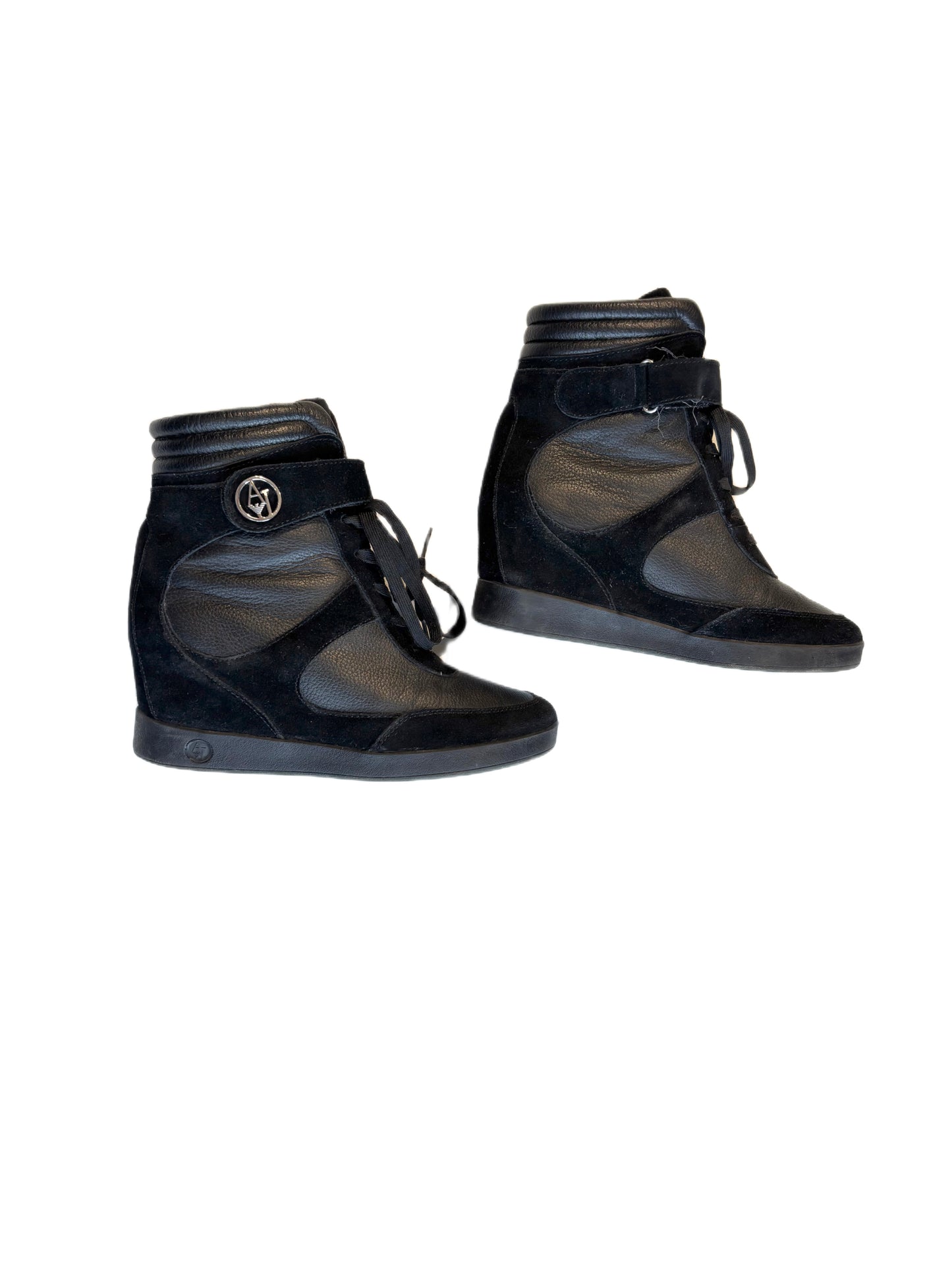 Armani Jeans black wedge sneakers