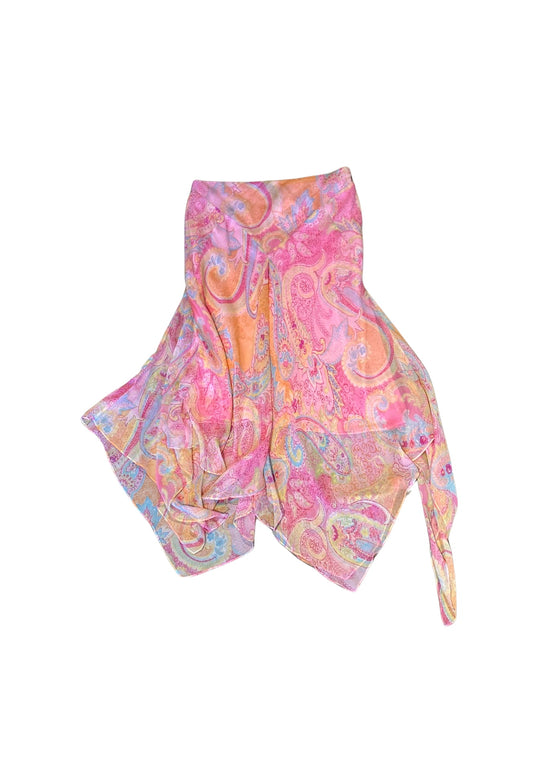 Ralph Lauren pink paisley silk skirt Y2K