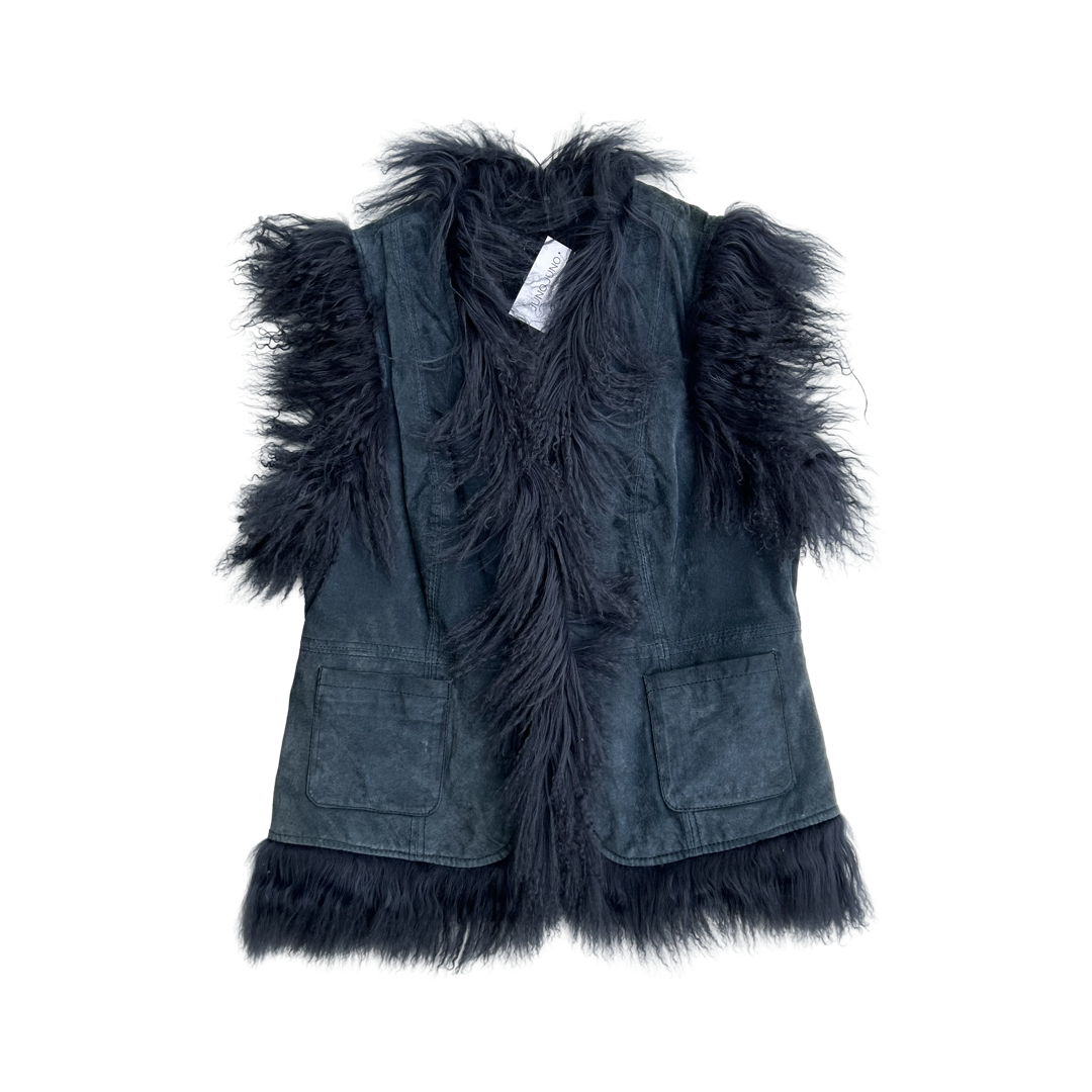 Midnight blue penny lane shearling vest