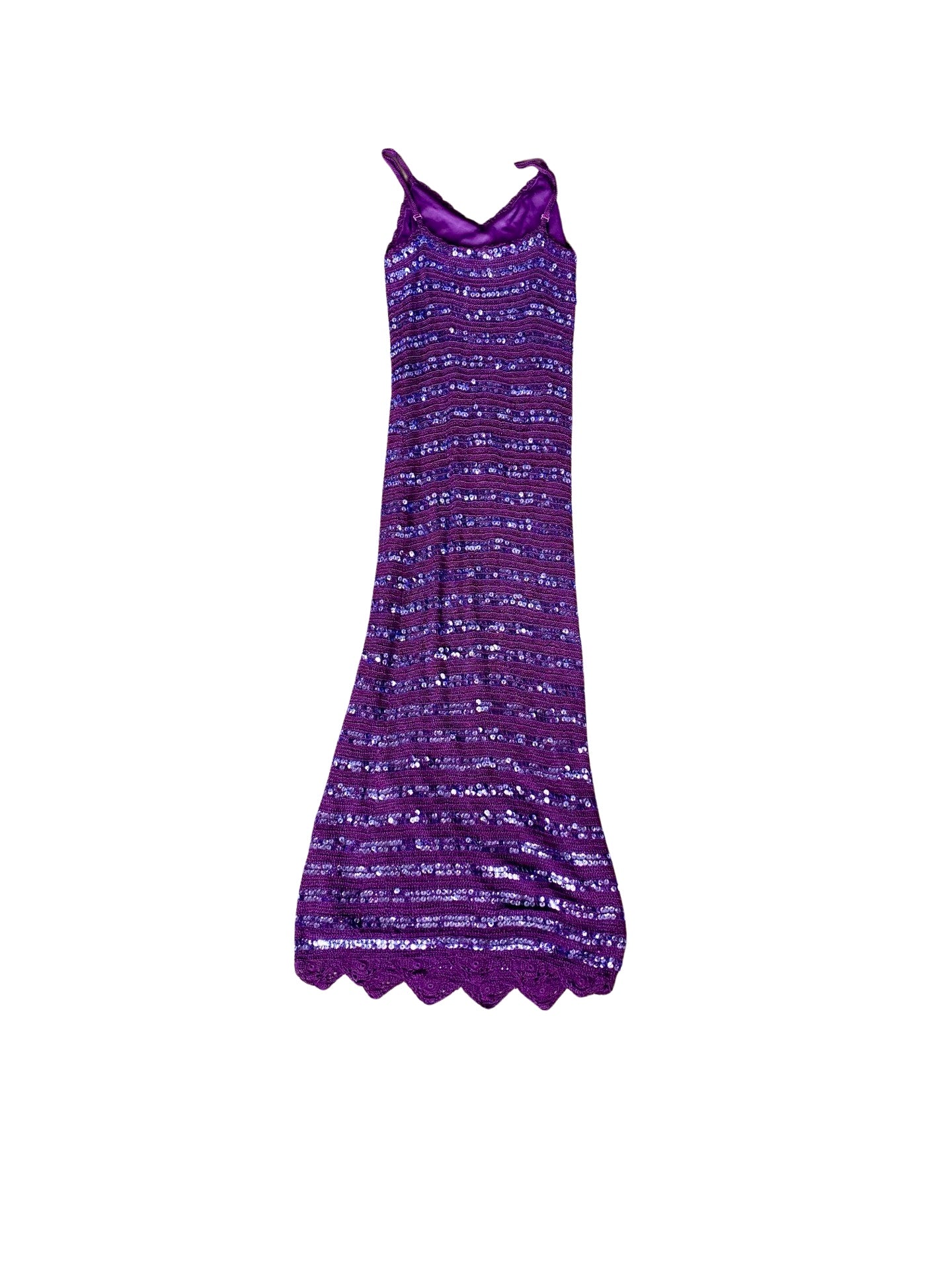 PURPLE CROCHET SEQUIN DRESS 80’s