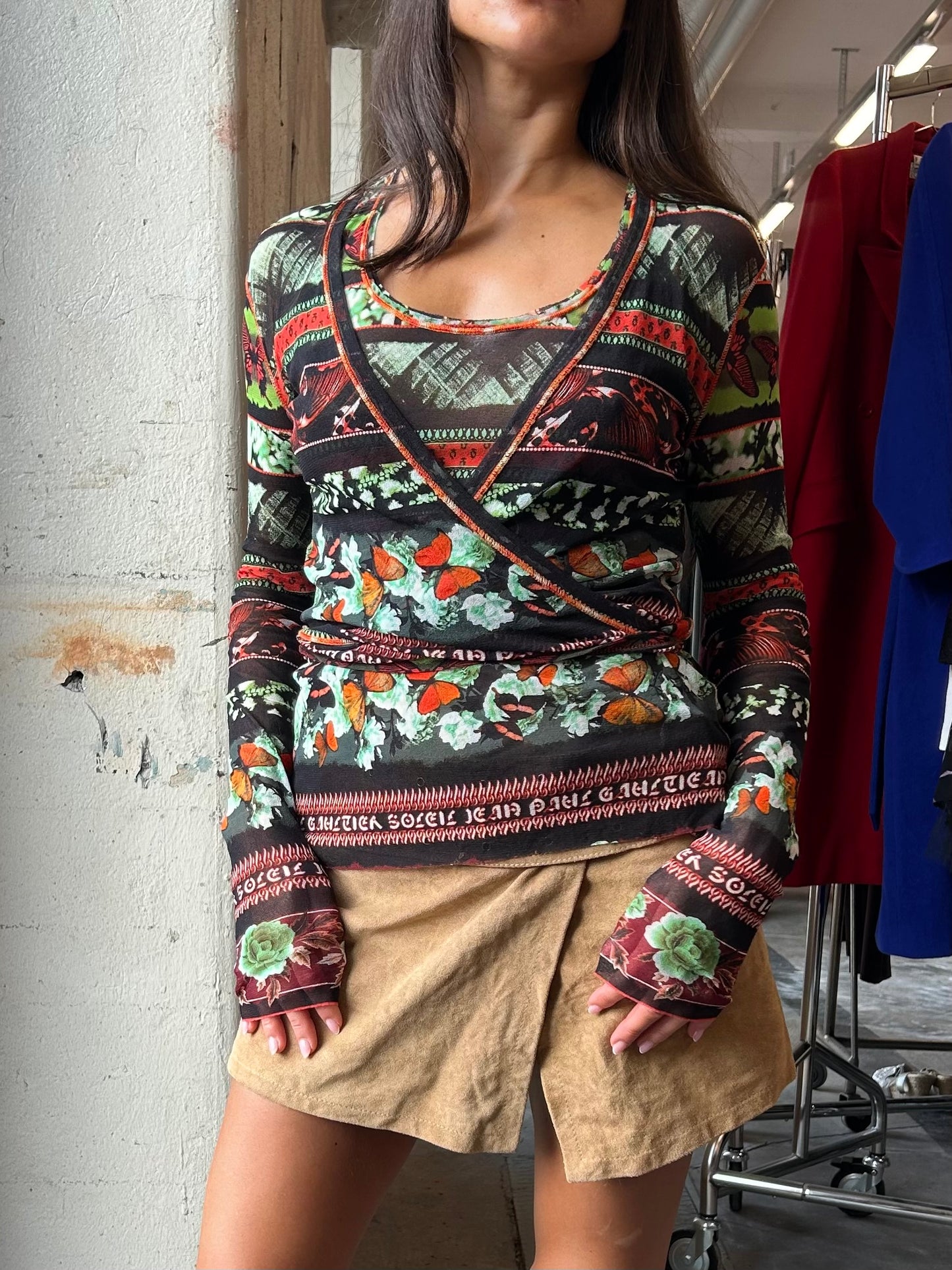 Jean Paul Gaultier butterfly mesh wrap set