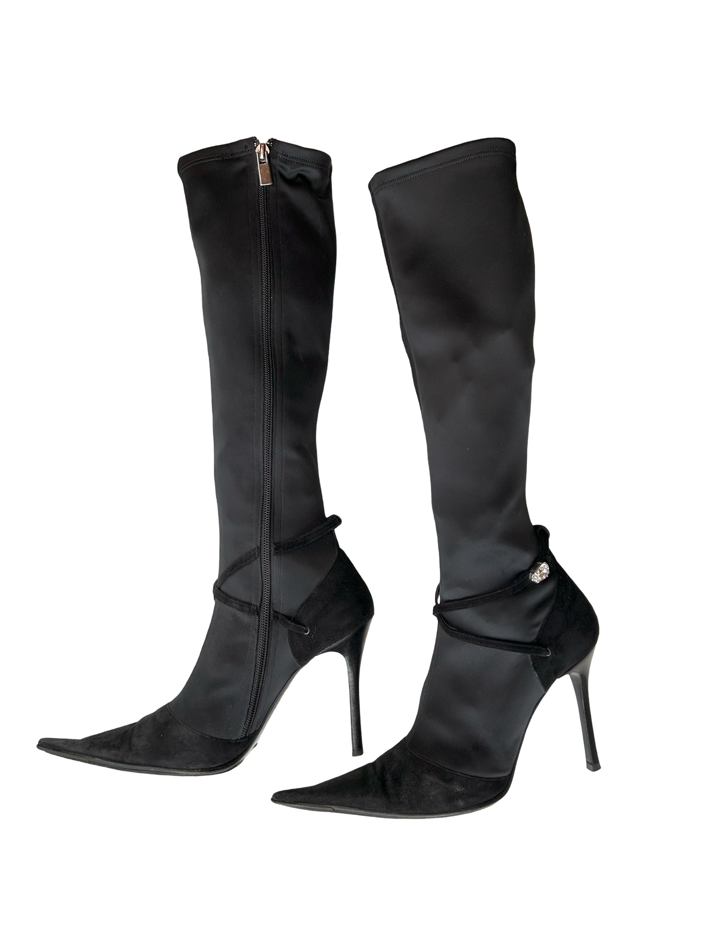 2000’s embellished pointy sock boots