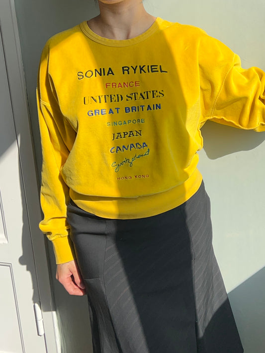 Vintage Sonia Rykiel “World Cities” Velvet Sweatshirt Late 1990s / Early 2000s