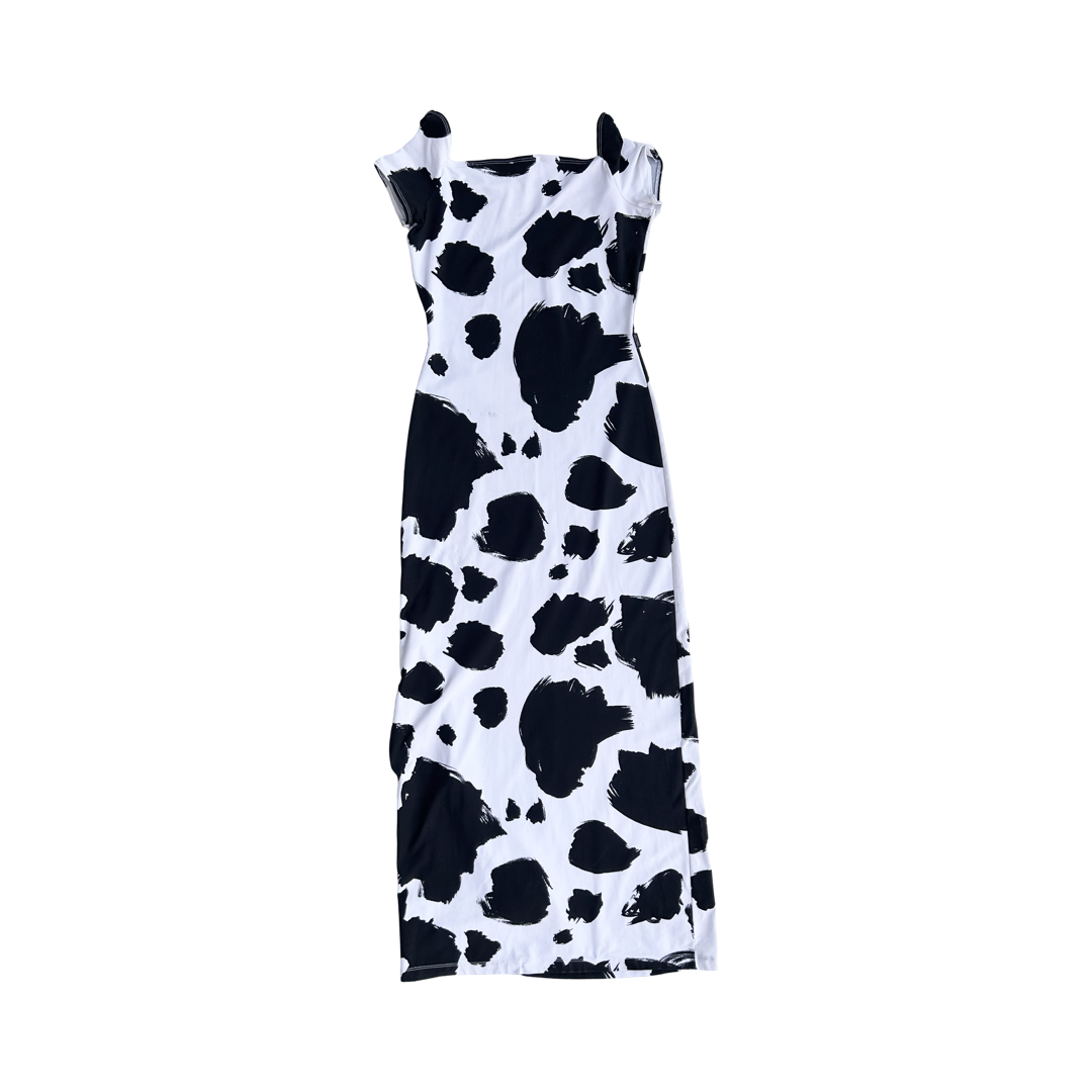 MOSCHINO cow print maxi dress