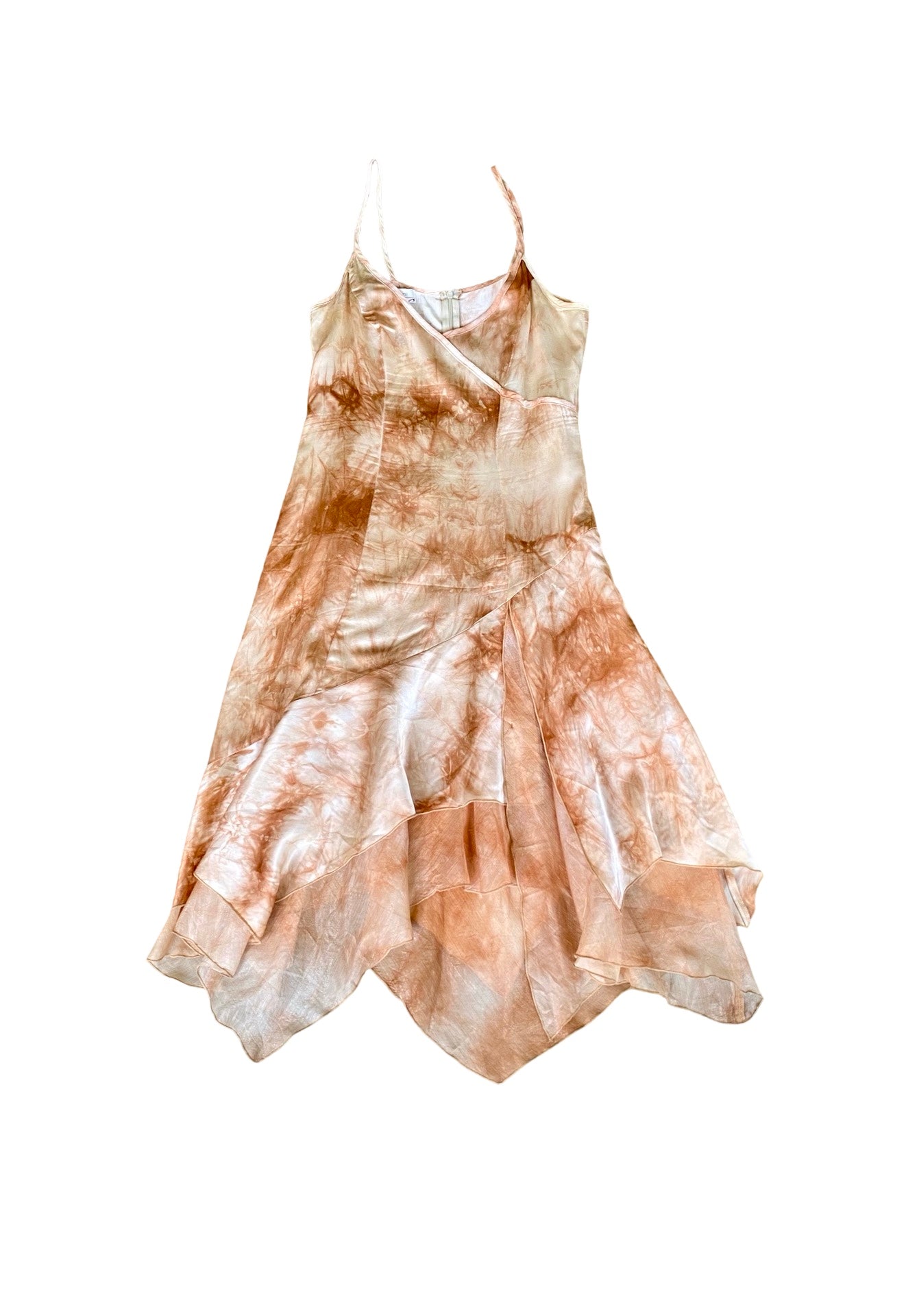 Peach Tie-dye Silk Dress