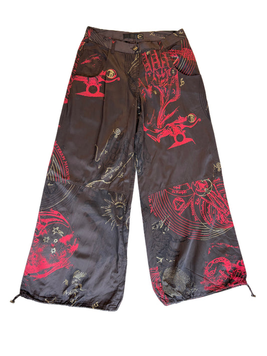 Just Cavalli Red Graphic Print Trousers