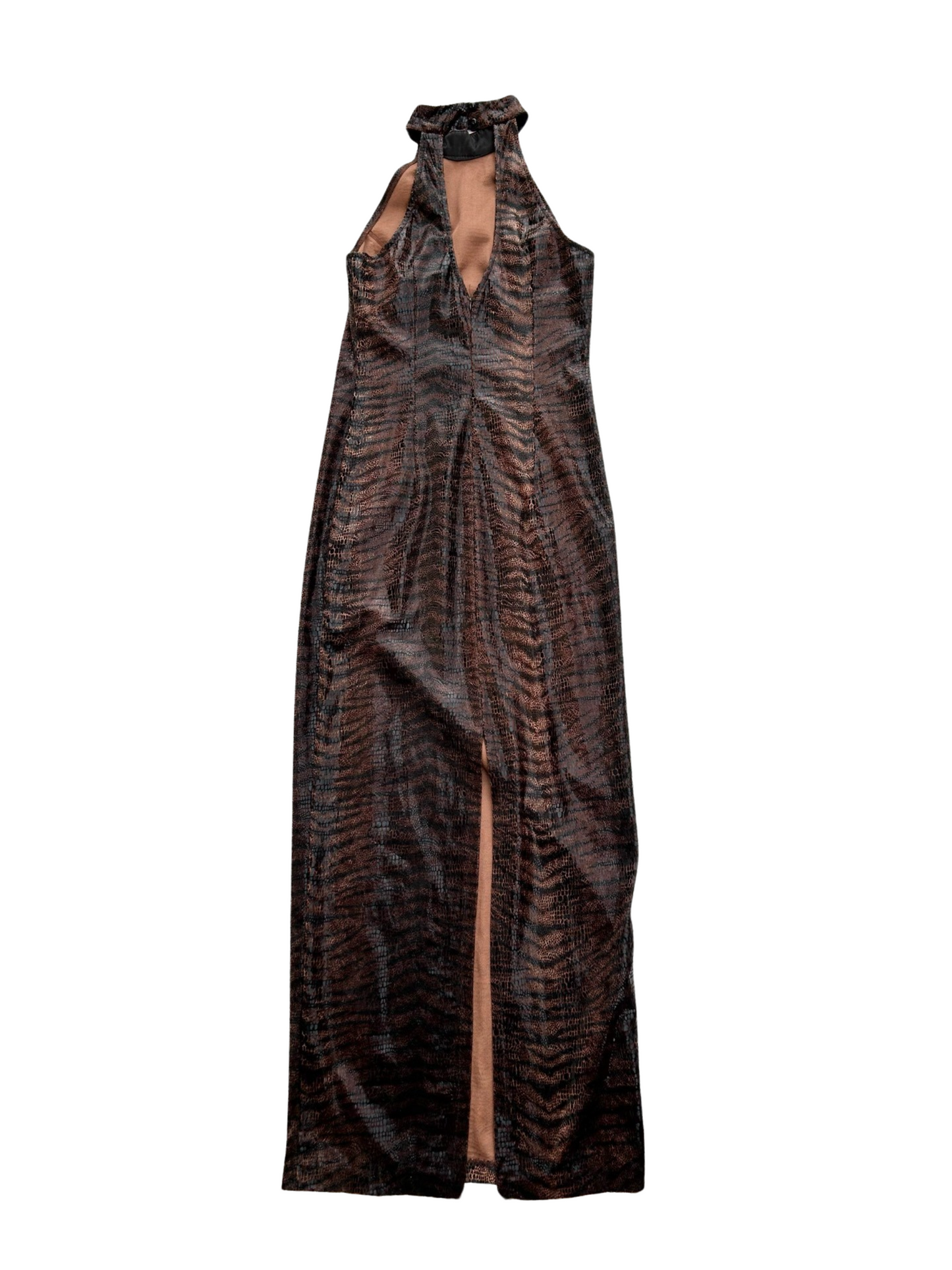 Python halter neck maxi dress
