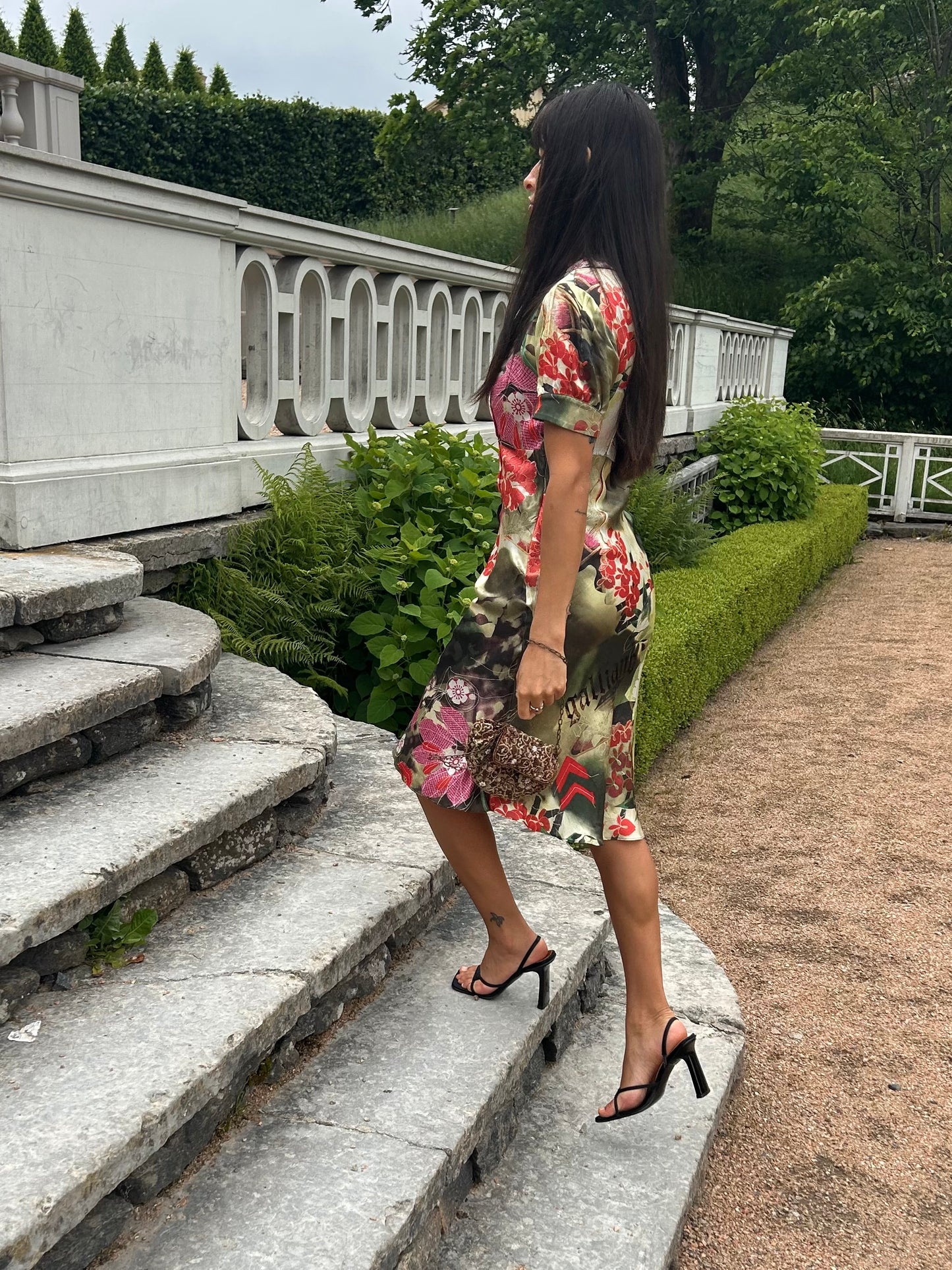Galliano luxurious floral silk dress