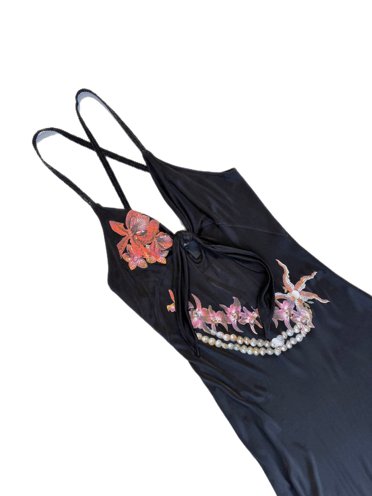 Just Cavalli Black Floral Print Slip Dress