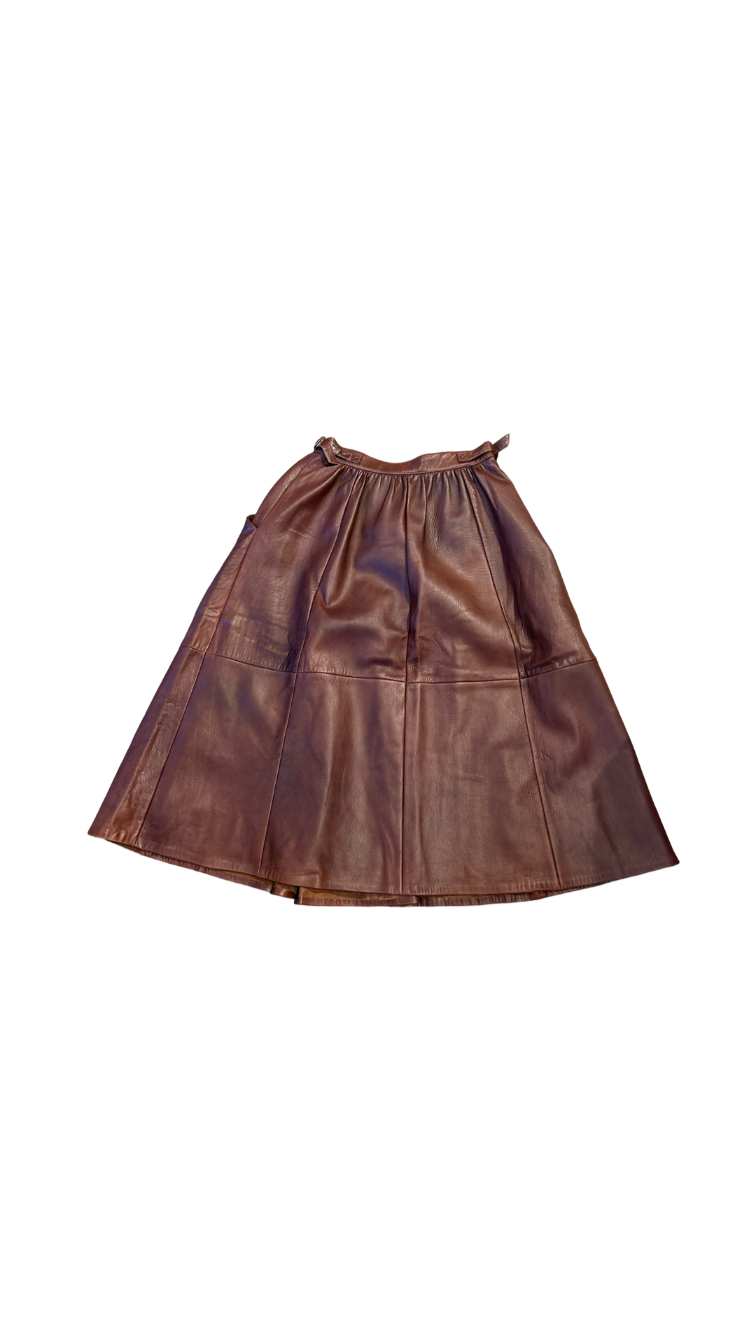 Zipper detailed deep brown leather skirt