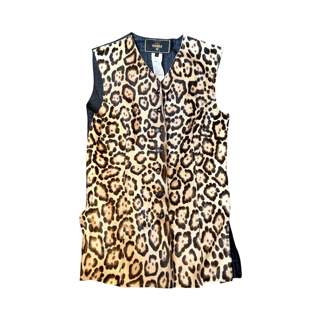 Fendi cheetah print fur leather vest