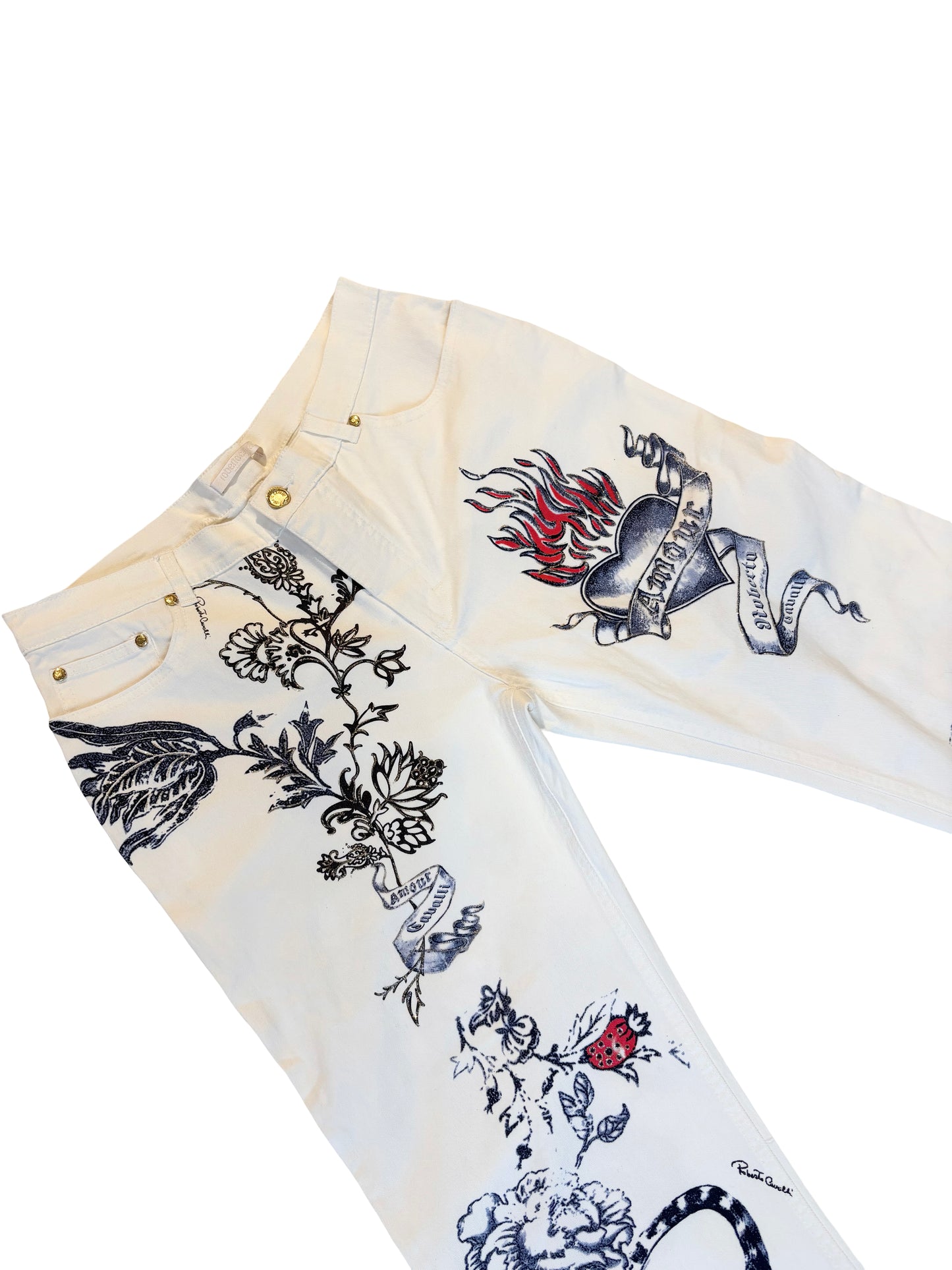 Roberto Cavalli Tattoo-Print Jeans