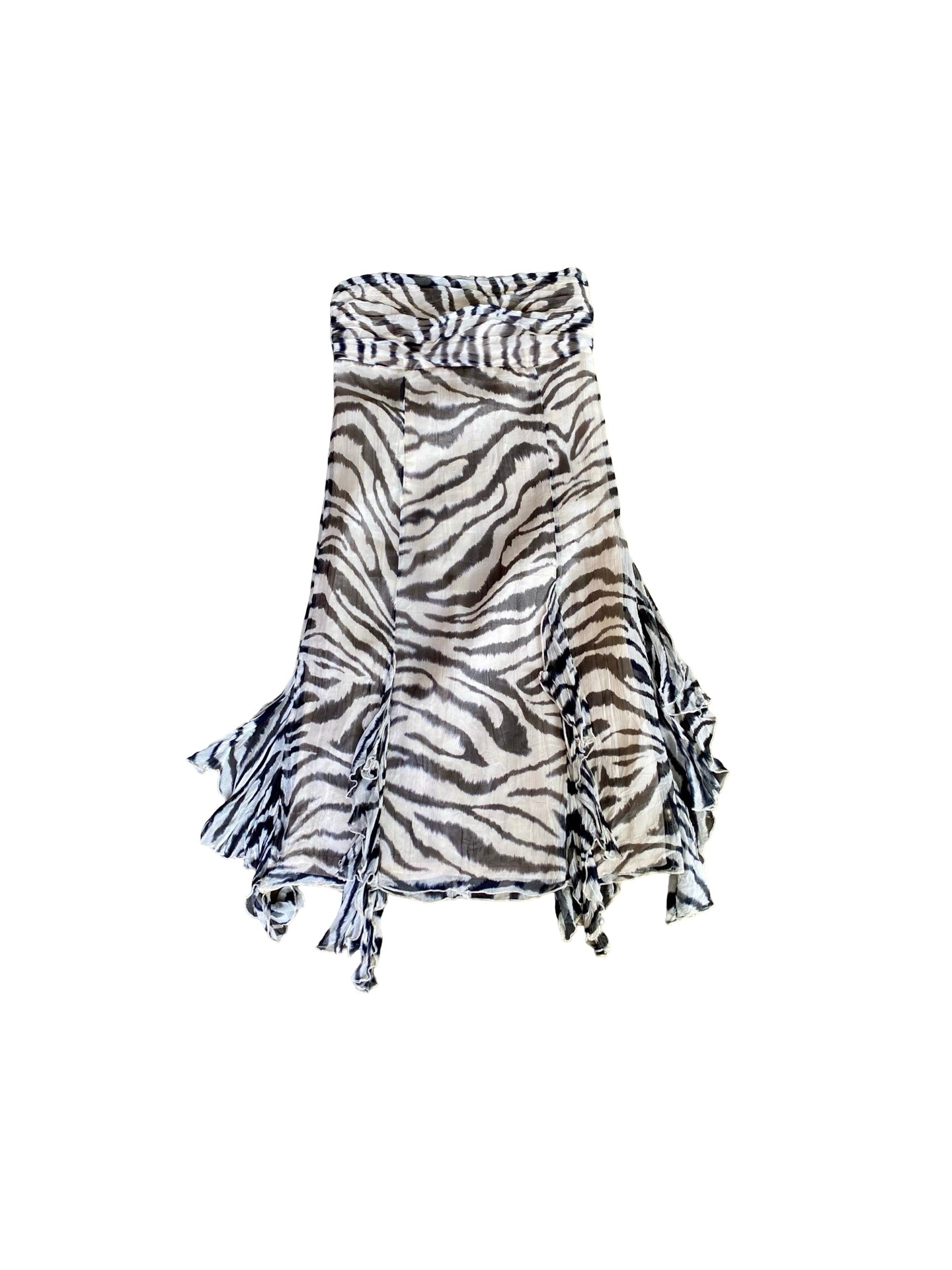 Zebra Strapless Silk Dress Y2K