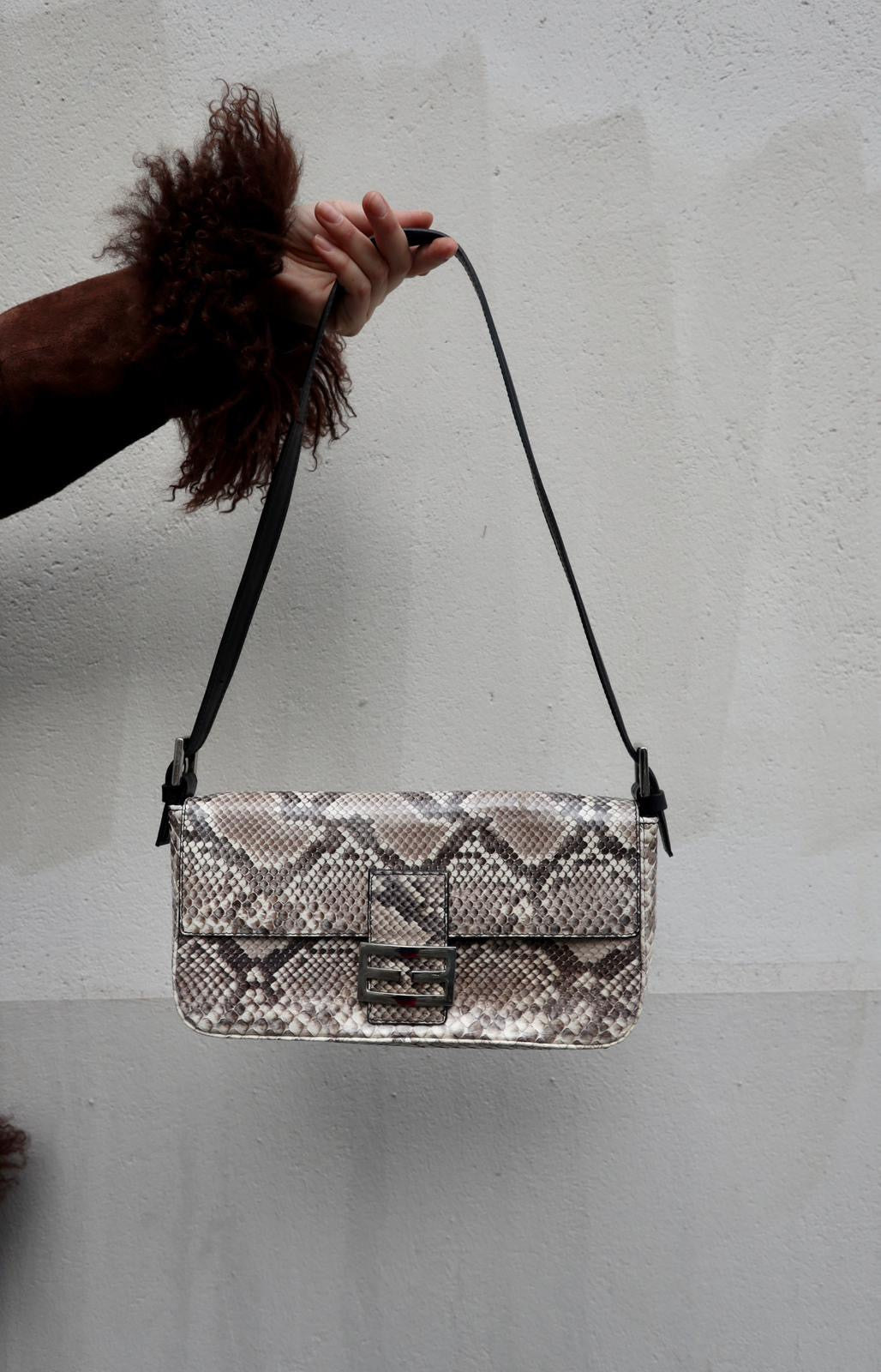 Leather snake shoulder bag
