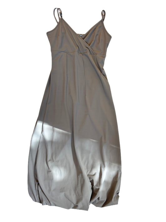 Sarah Pacini Draped Midi Dress in Taupe