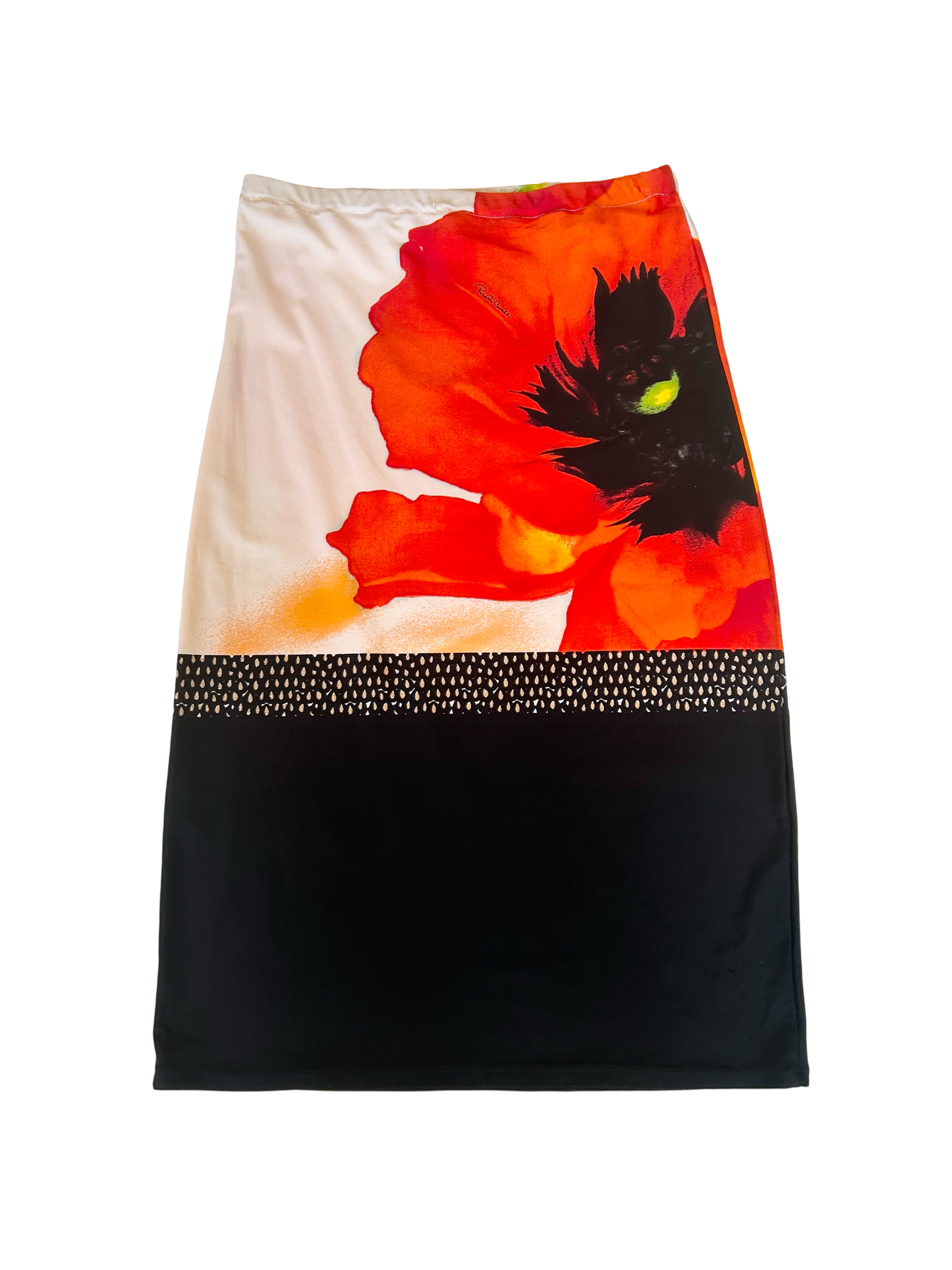 Roberto Cavalli poppy flower midi skirt