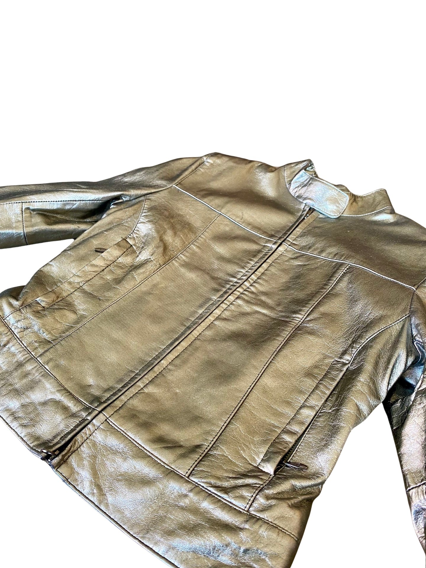Silver Leather Jacket Y2K