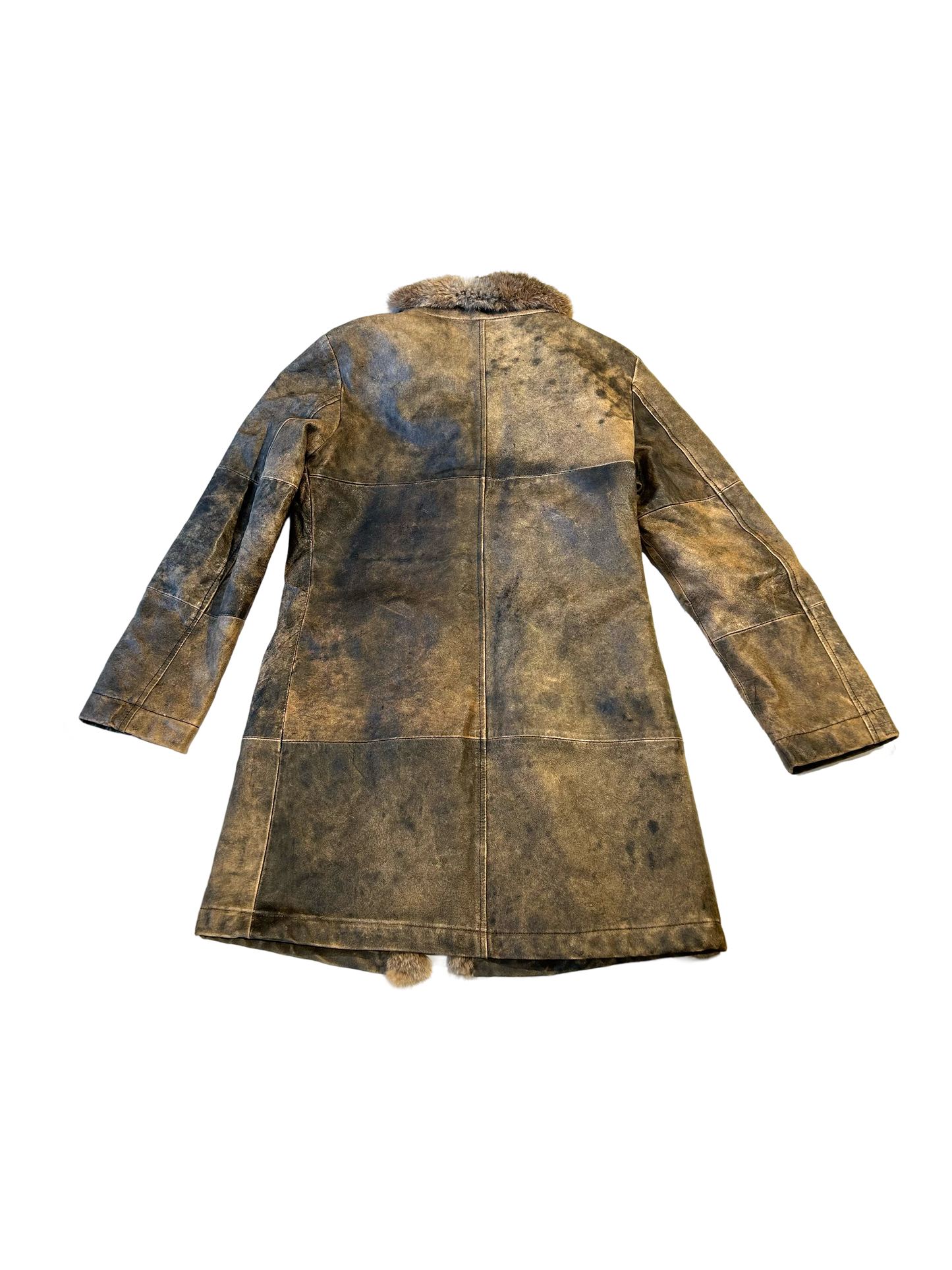 Distressed look fur coat
