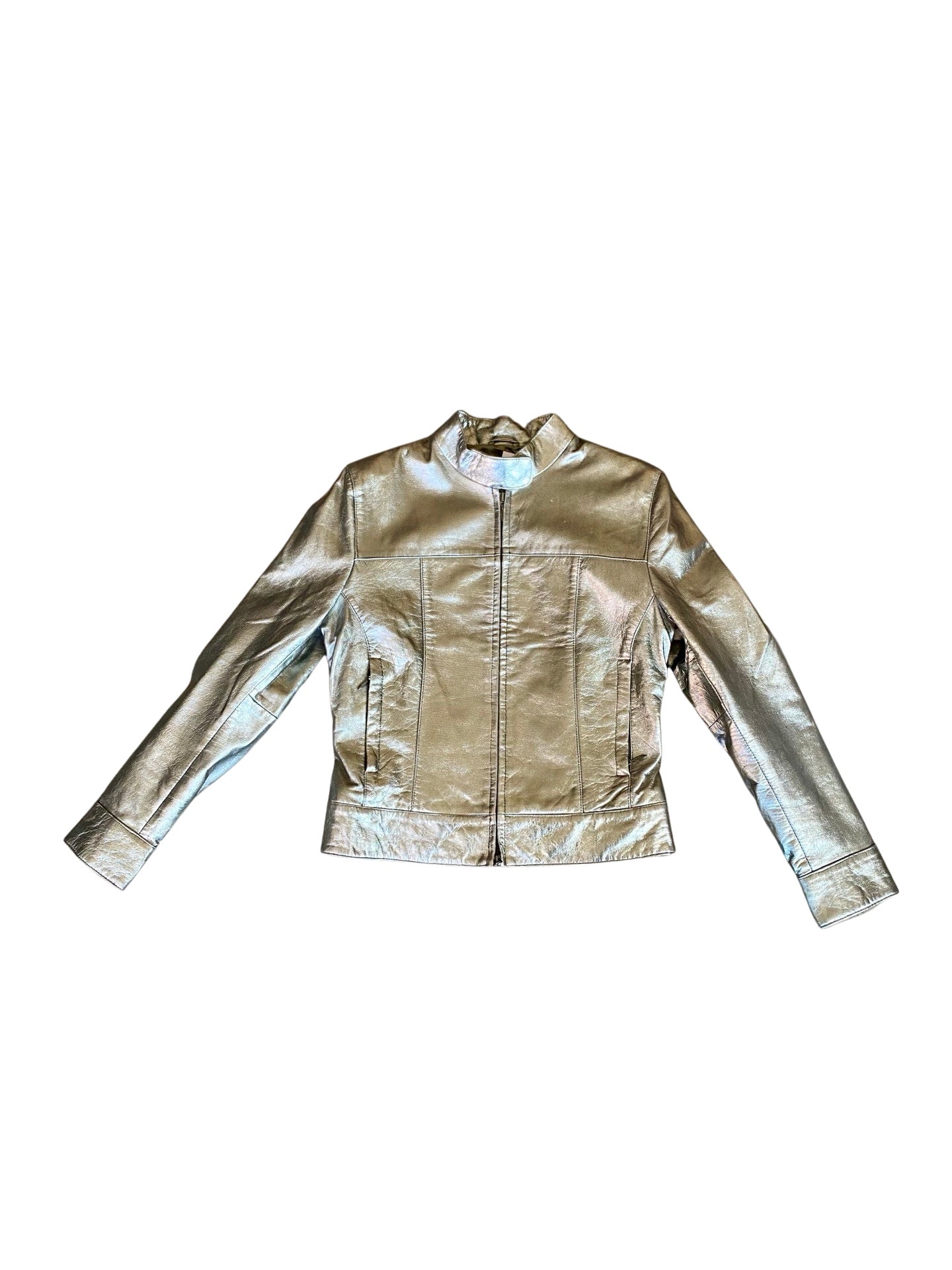 Silver Leather Jacket Y2K
