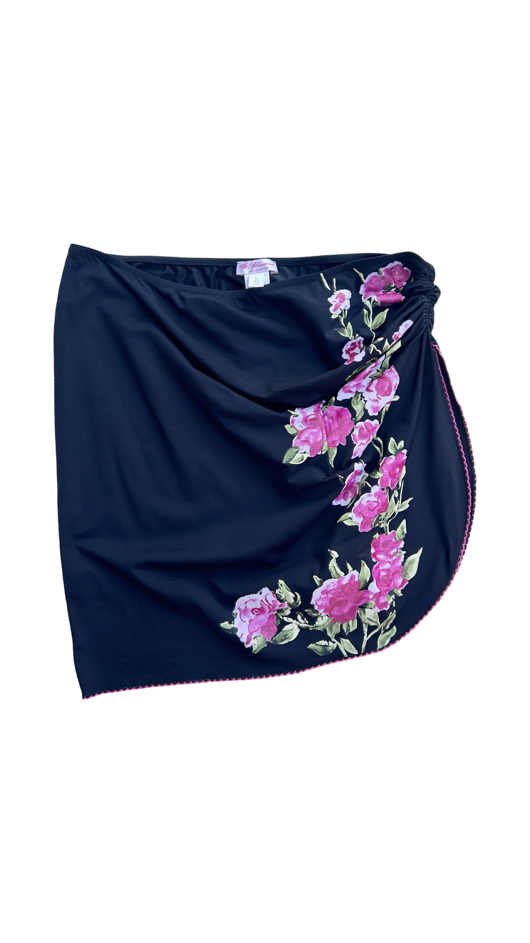 Blumarine rose high slit mini skirt