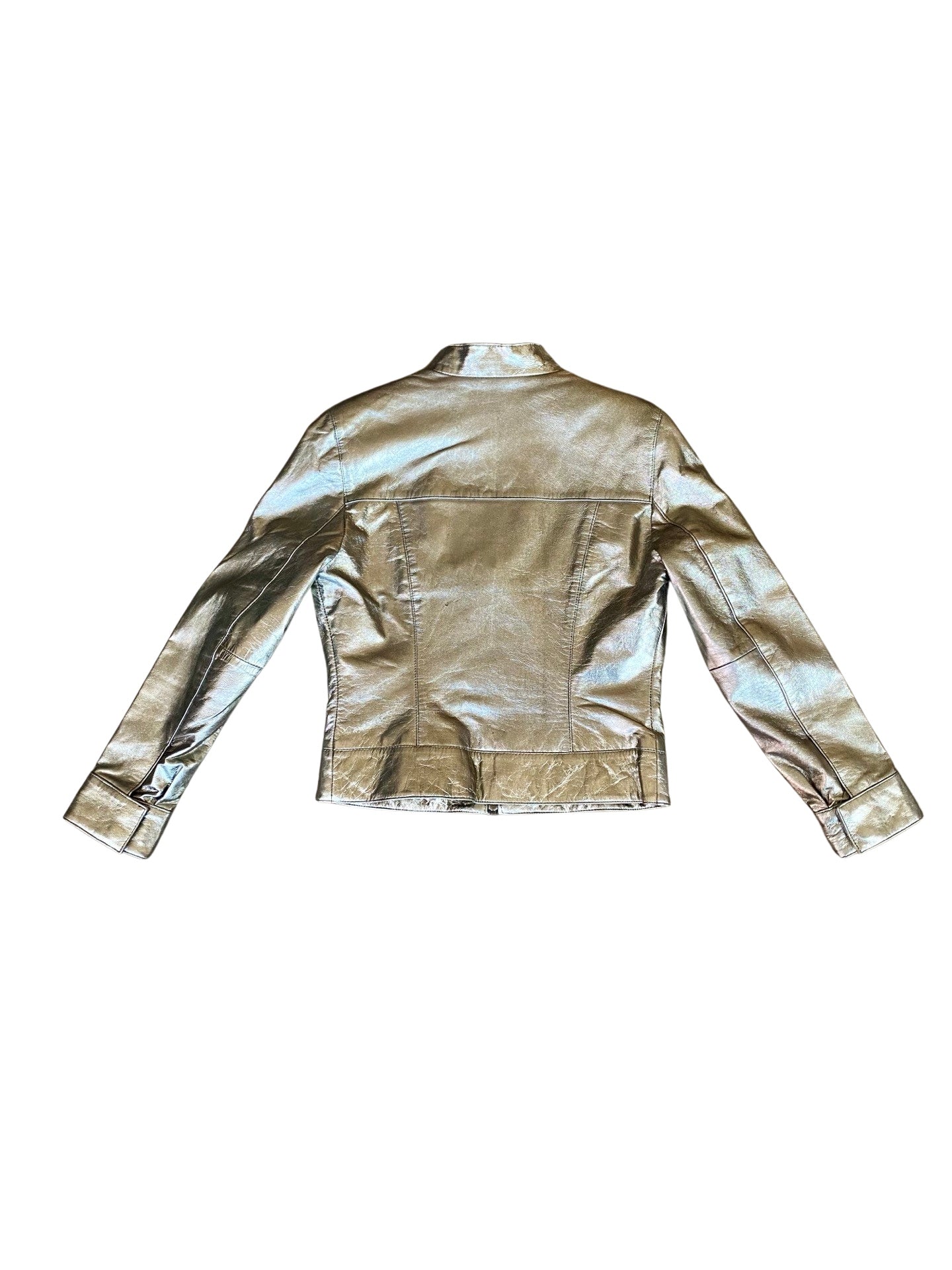 Silver Leather Jacket Y2K