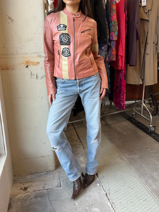 Punk leather moto jacket