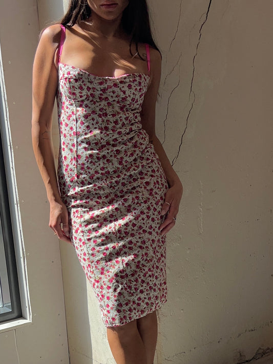 Dolce & Gabbana Floral Corset Slip Dress Early 2000s Romance