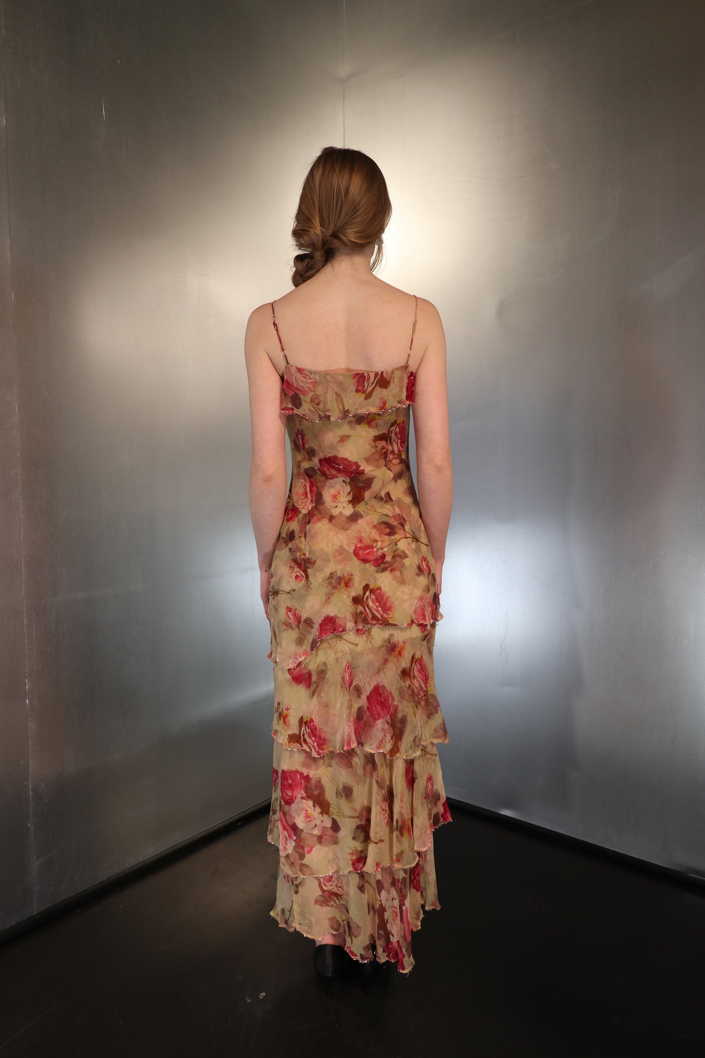1990’s Rose Draped Silk Dress