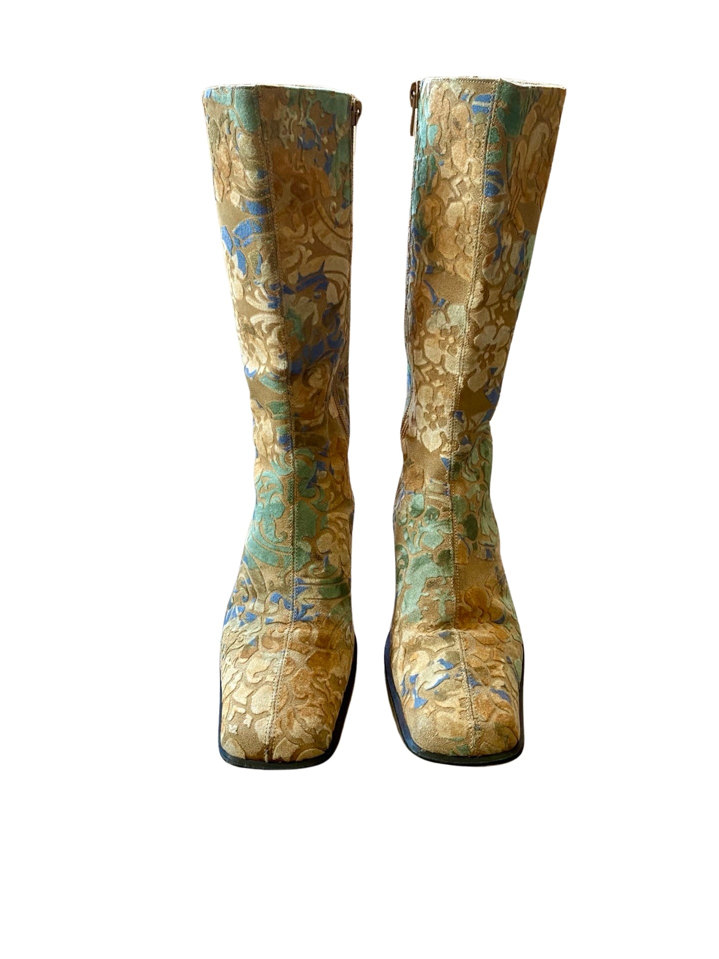 Floral Print Velour Boots 90’s