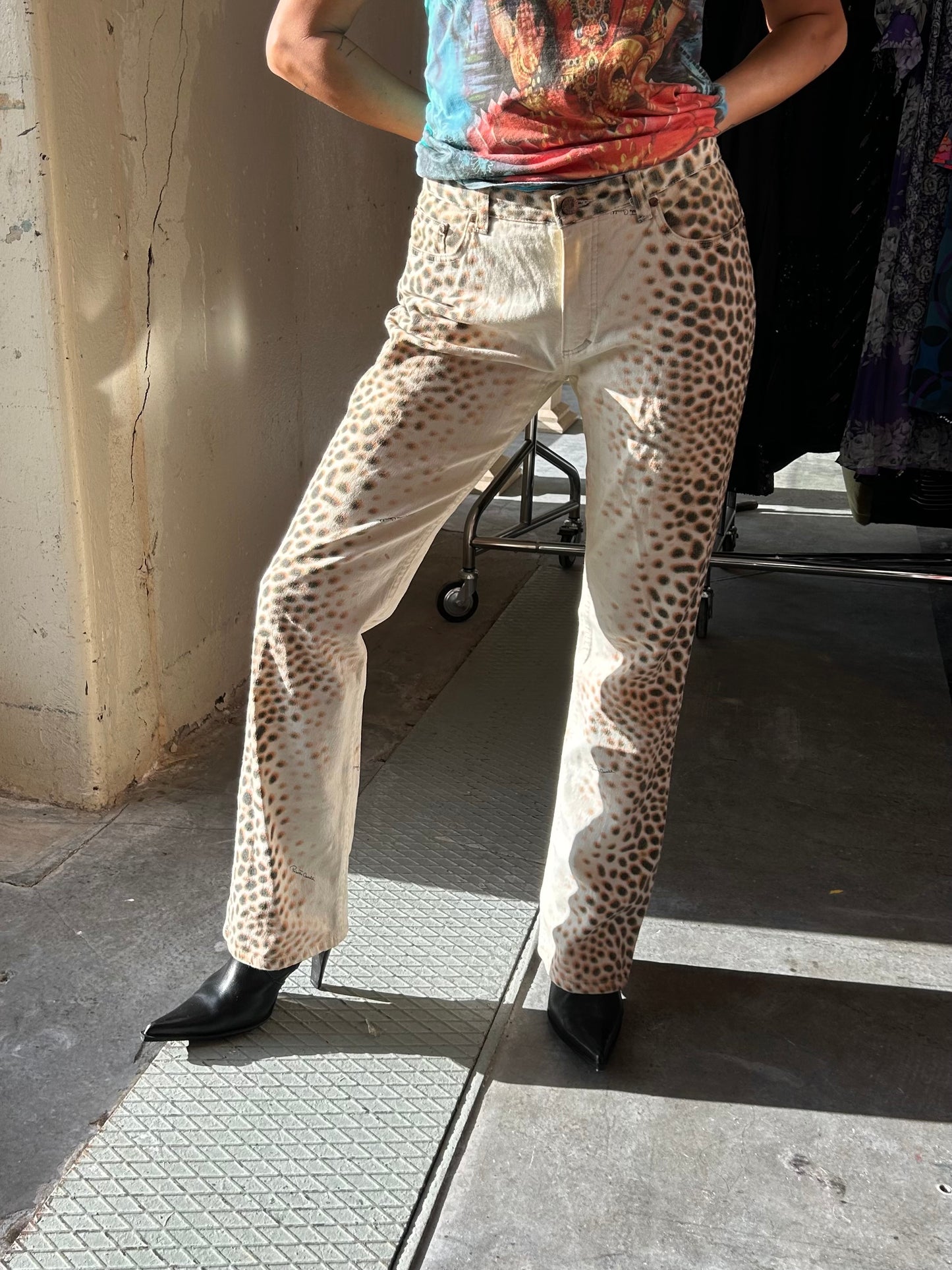Roberto Cavalli leopard print jeans