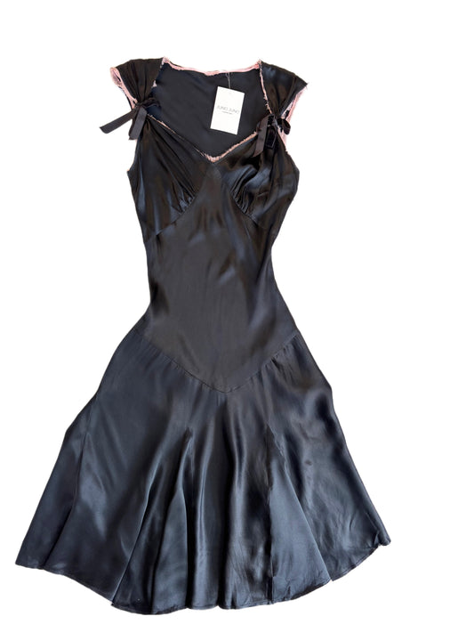 Vintage black bias cut silk dress