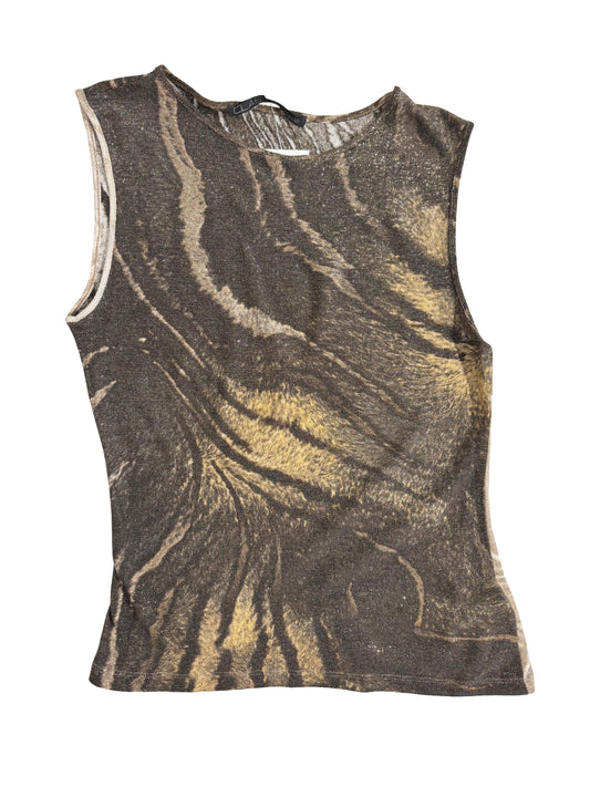 CLASS Cavalli Metallic Zebra Sleeveless Top
