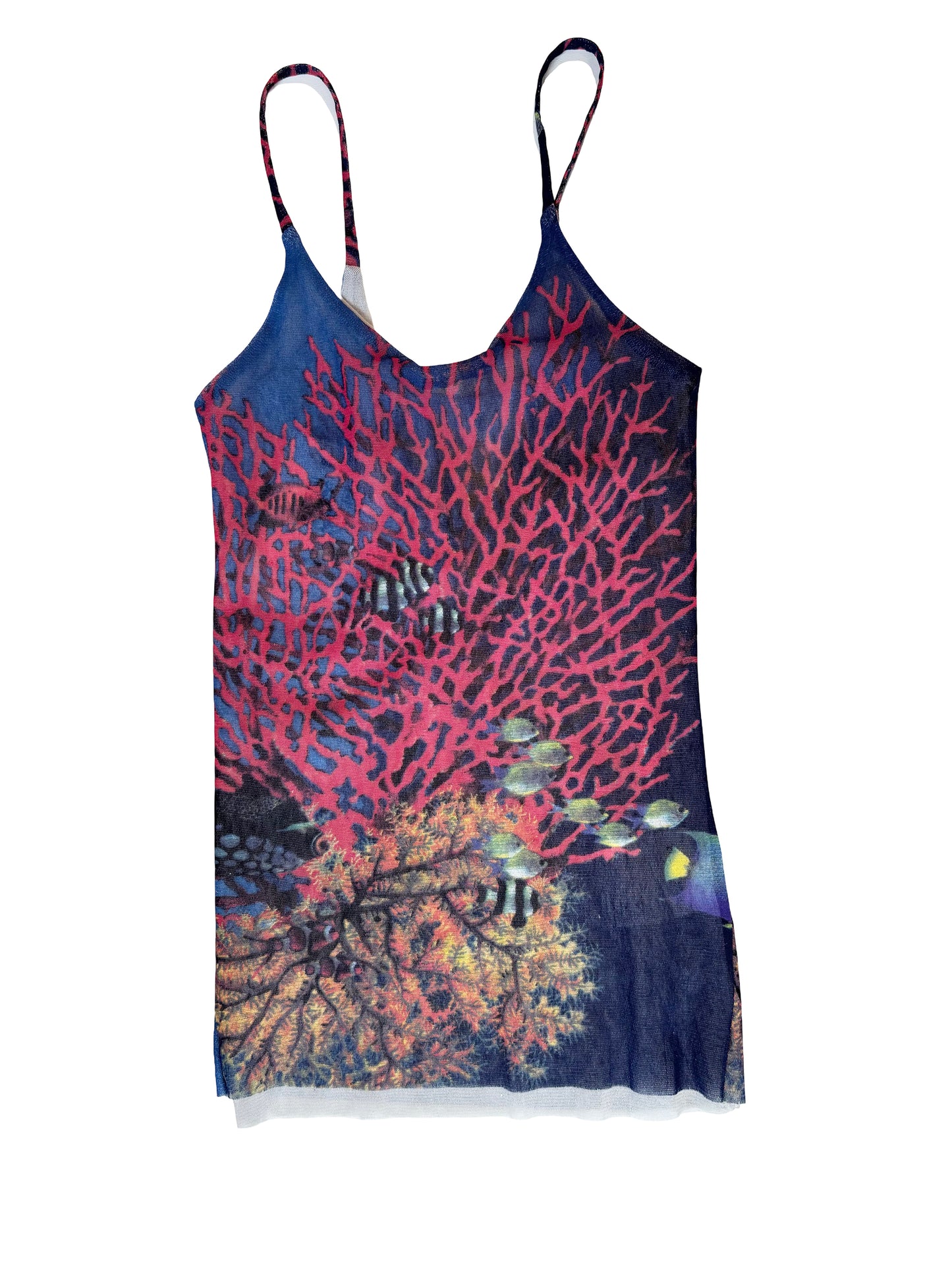 Paola Frani Ocean Print Double Mesh Cami Top