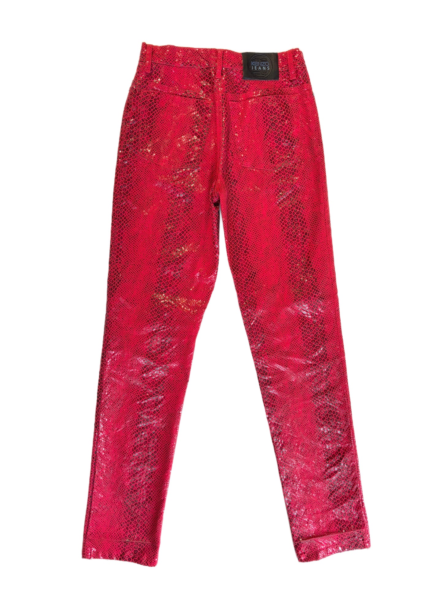 Kenzo Jeans Red Snakeskin Print Pants