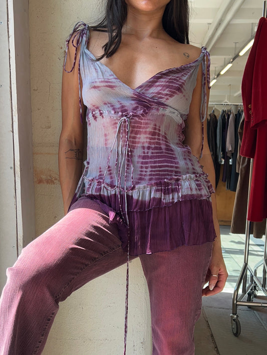 Tie-Dye Silk Top Y2K