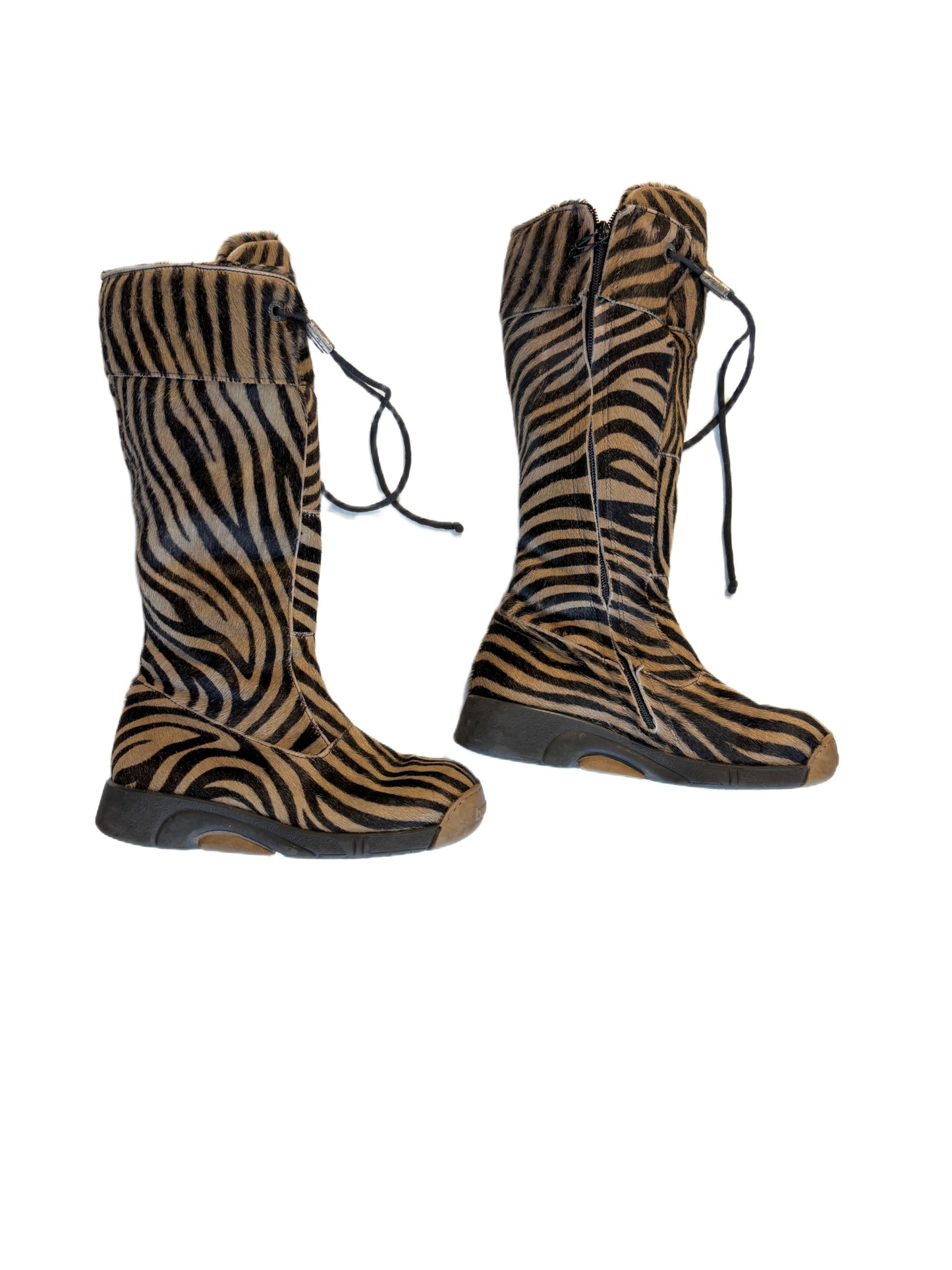 Bumper zebra print knee-high boots