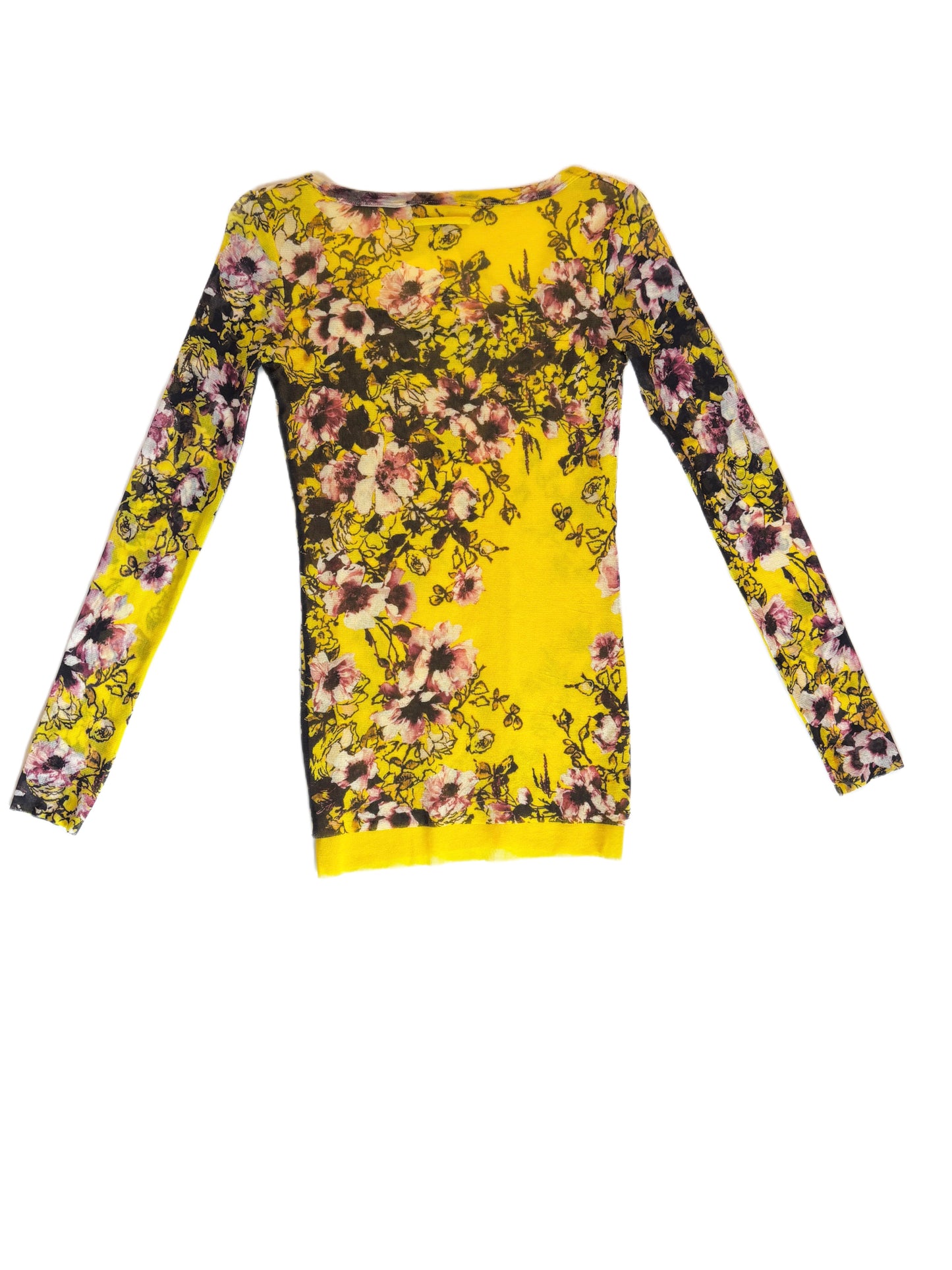 Jean Paul Gaultier Yellow Mesh Floral Top