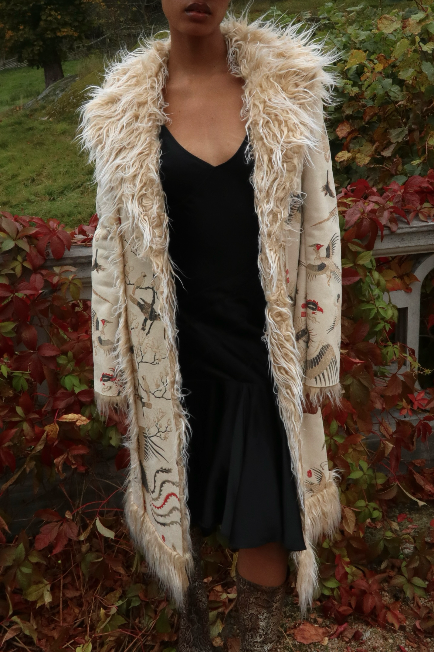 2005’s Roberto Cavalli faux fur cream coat