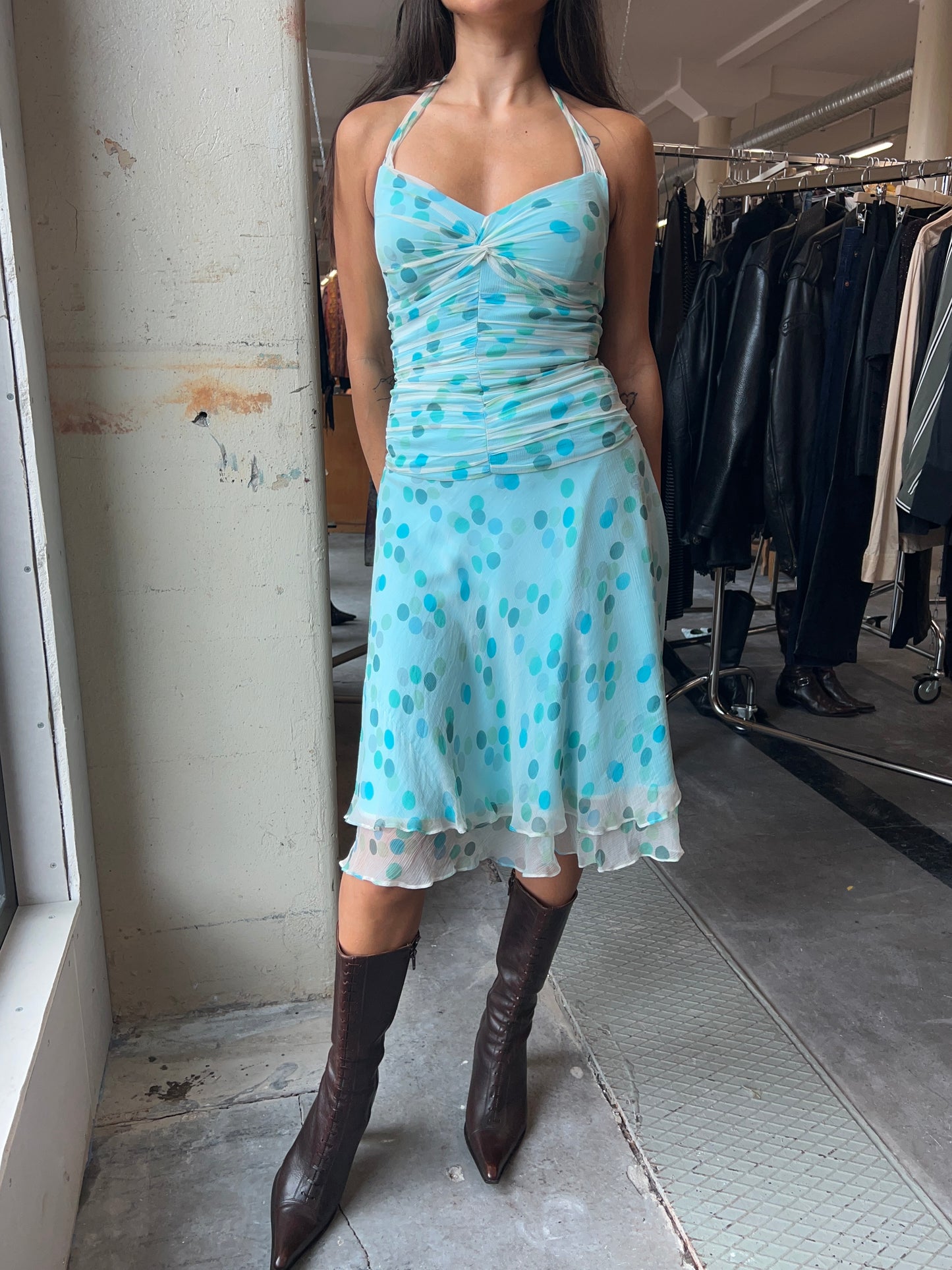 60’s polka dot halter neck dress