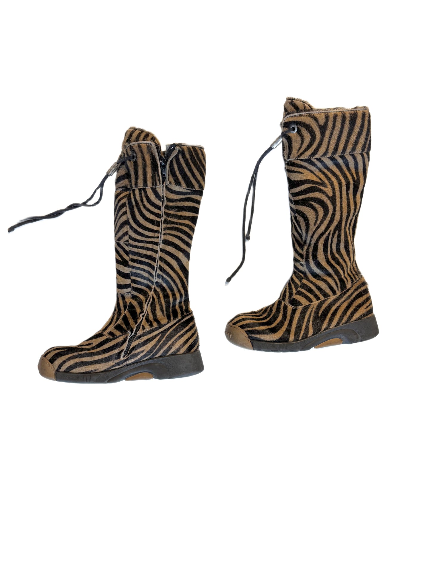 Bumper zebra print knee-high boots