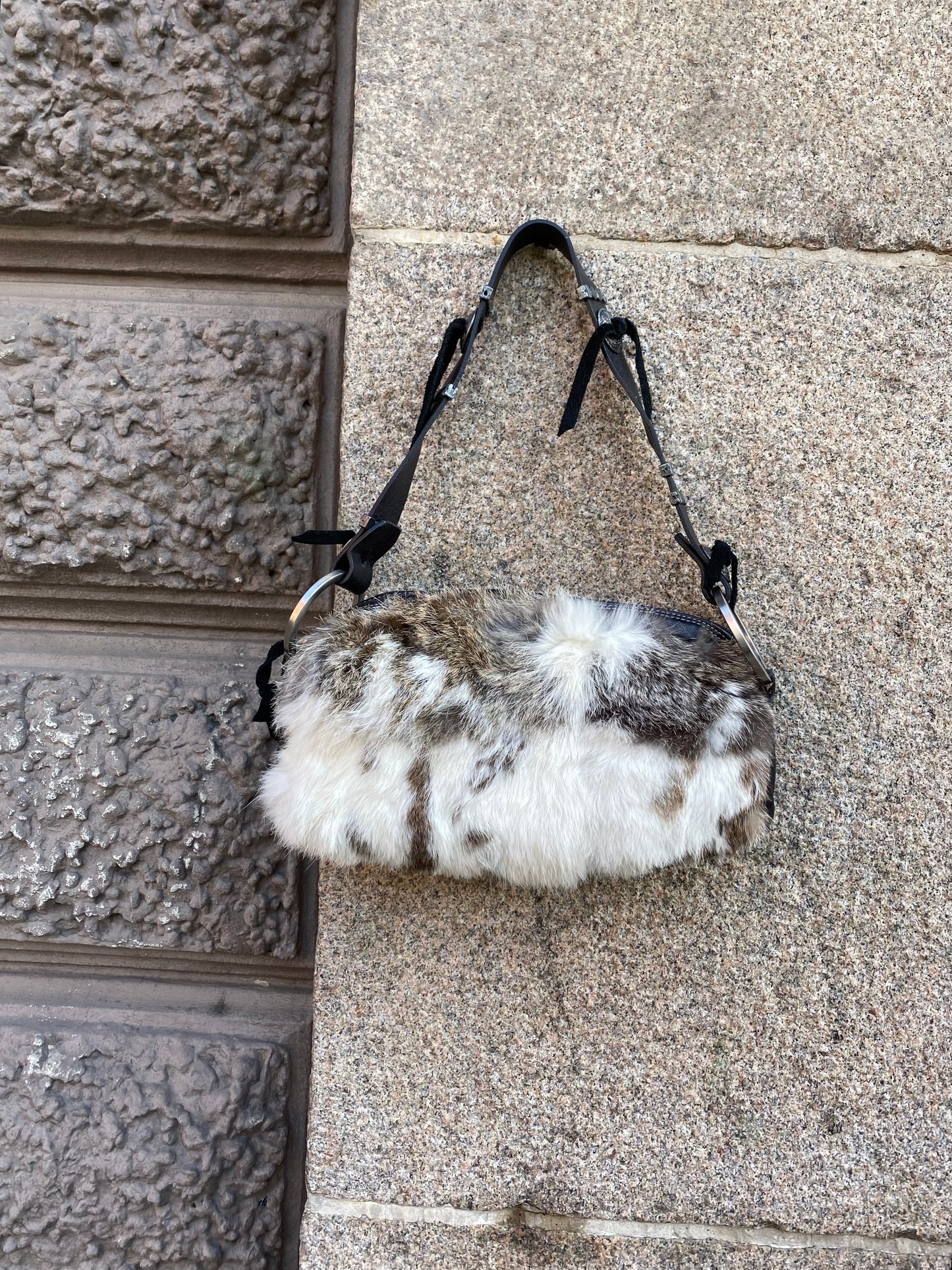 FUR AND LEATHER BAGUETTE BAG 90’s