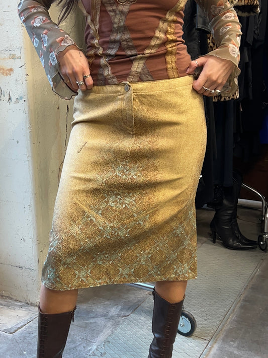 Cavalli golden midi skirt
