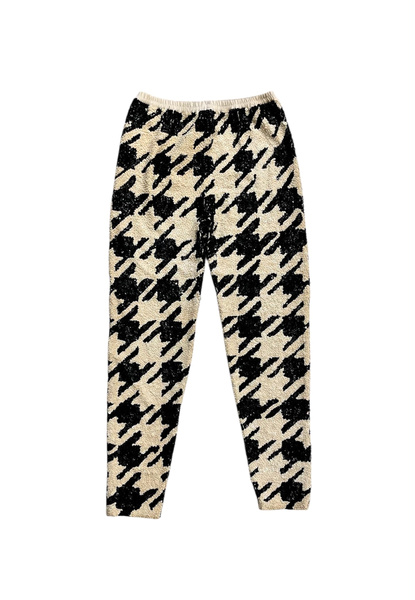 Houndstooth embellished Italian Sequin pants