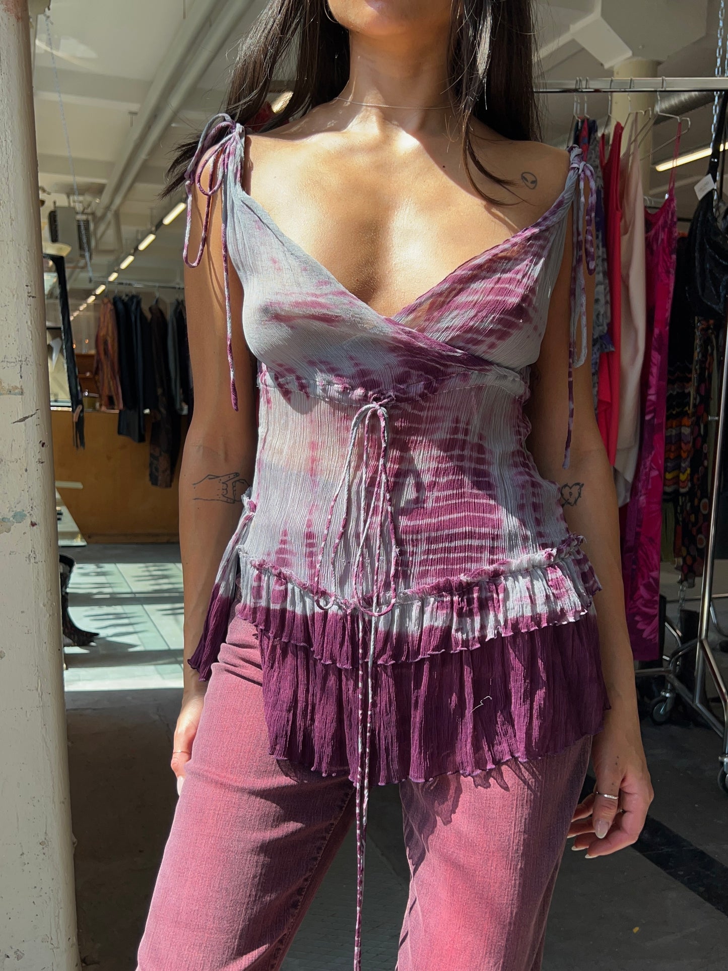 Tie-Dye Silk Top Y2K